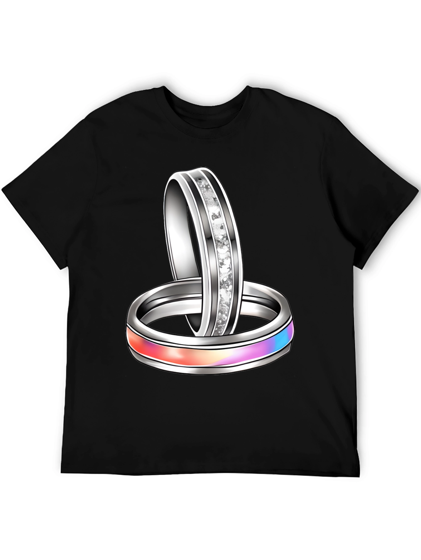 Black Rings Graphic T-Shirt Novelty Fashion Top view 5