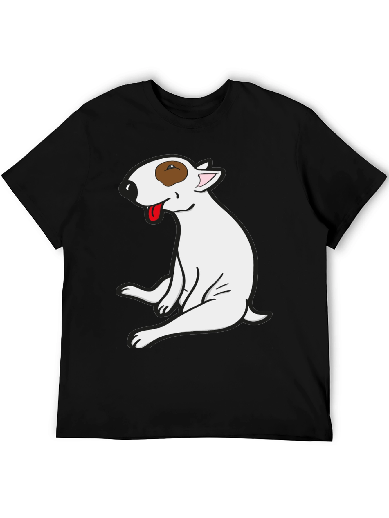 Black Bull Terrier Graphic Tee - Black Cotton T-Shirt view 5