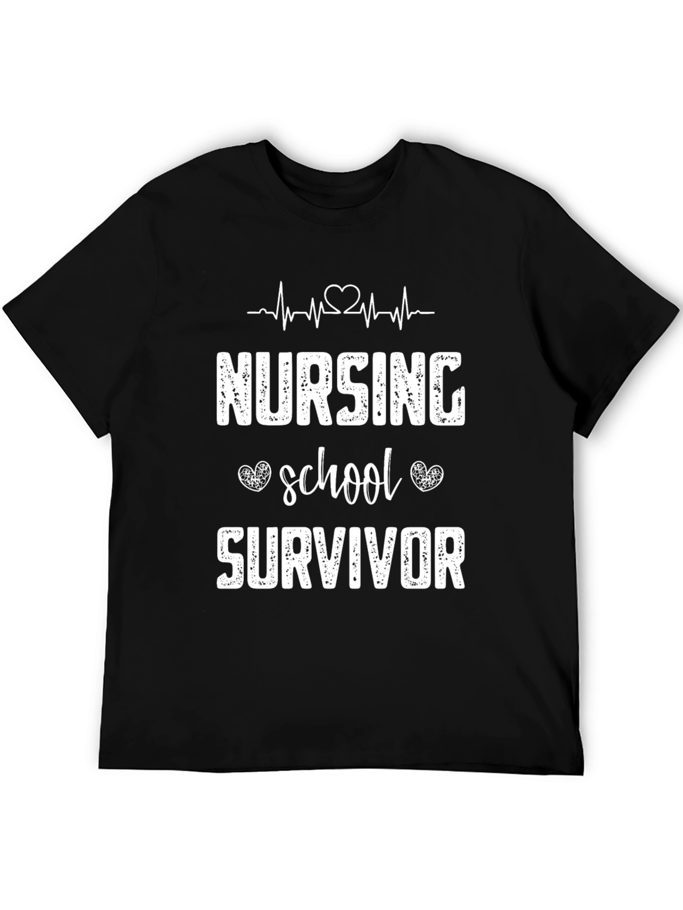 Black Nursing School Survivor T-Shirt - Black view 5