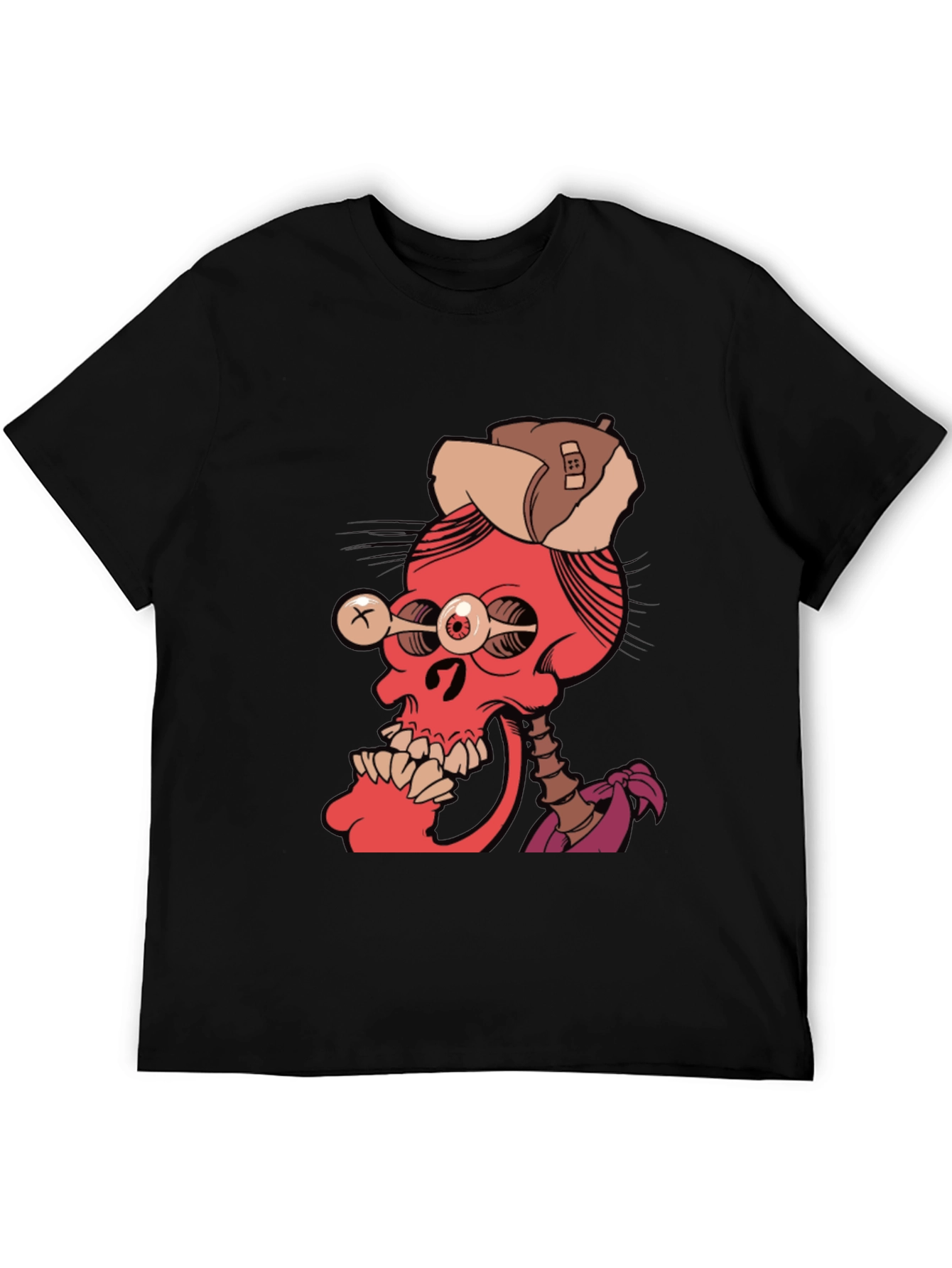 Black Edgy Skeleton Graphic Tee view 5