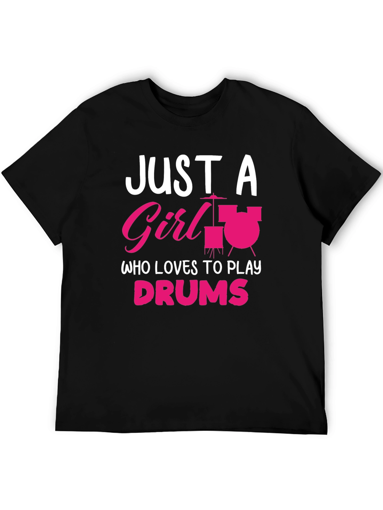 Black Just a Girl Who Loves to Play Drums T-Shirt view 5
