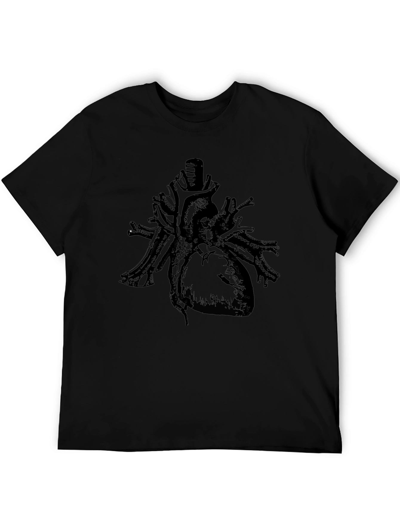 Black Anatomical Heart Graphic Print T-Shirt view 5