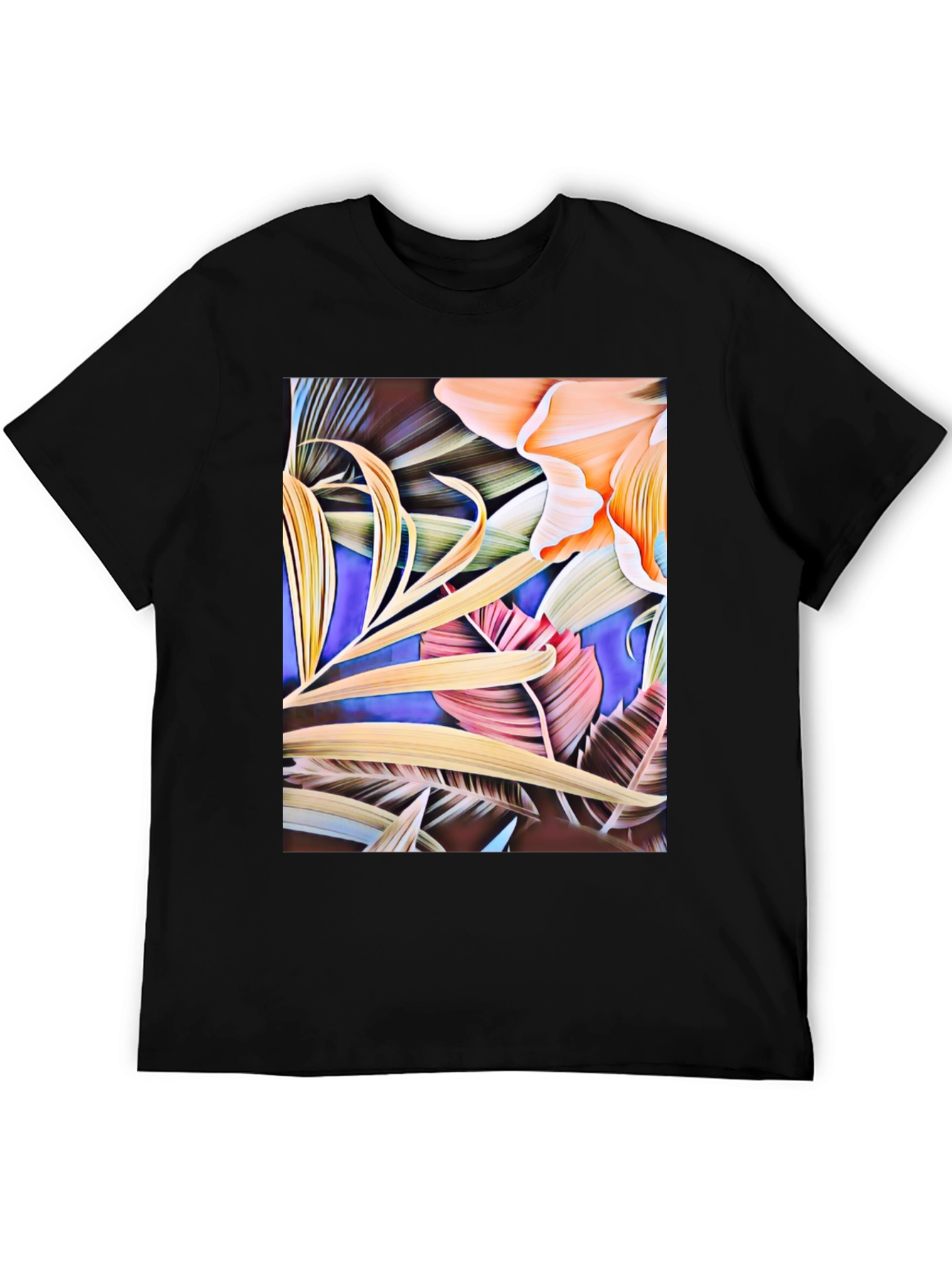 Black Floral Print Black Graphic T-Shirt view 5