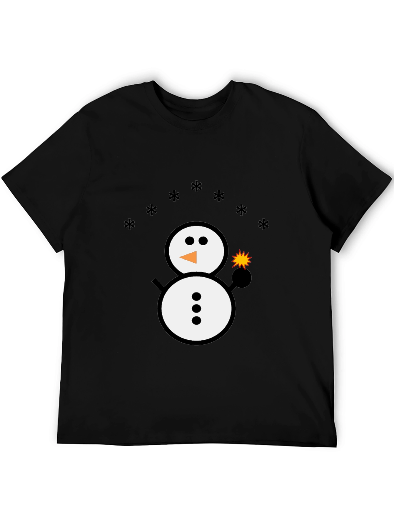 Black Snowman Sparkler Graphic Tee - Black Cotton Blend view 5