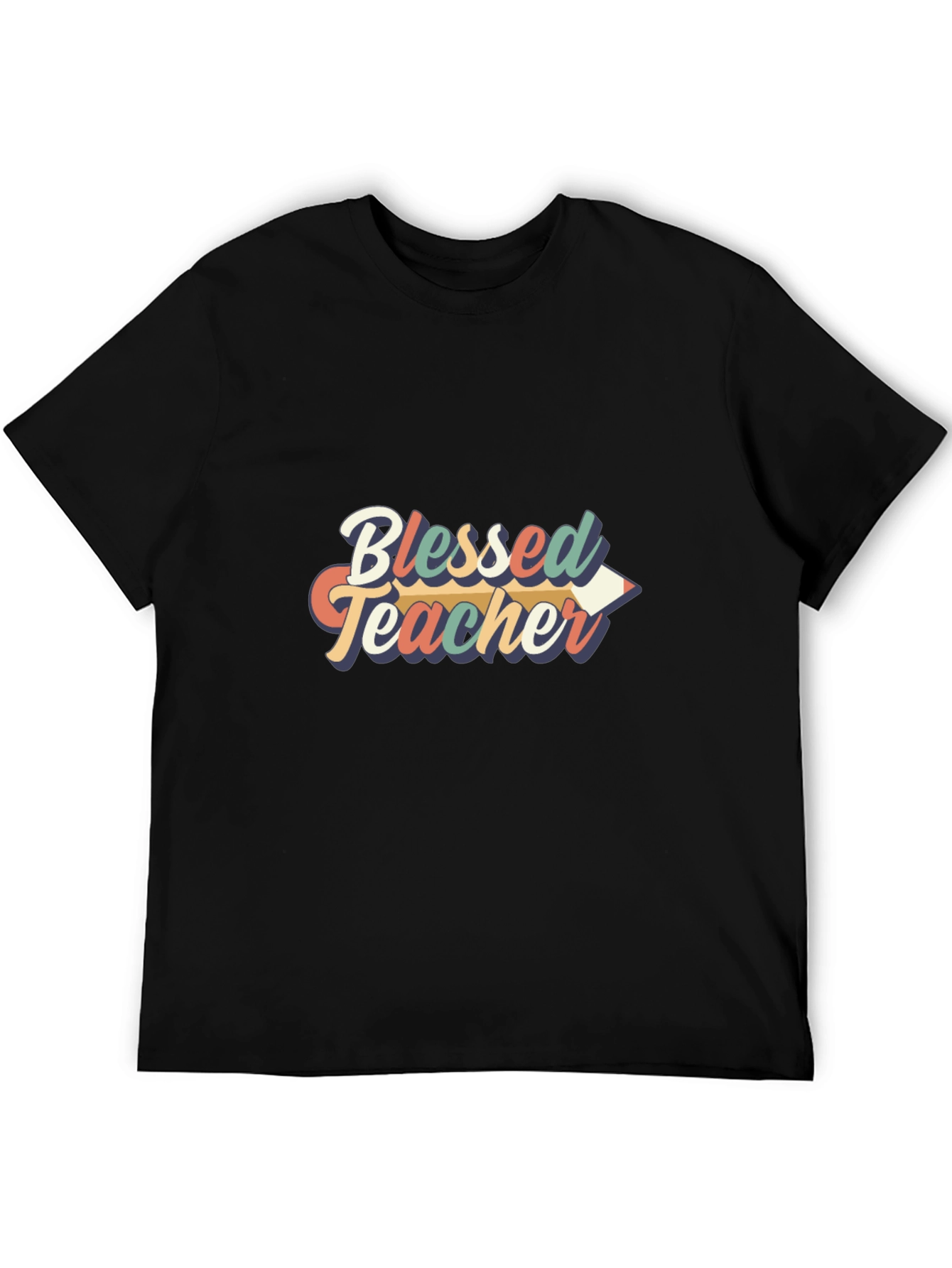 Black Blessed Teacher Graphic Tee - Unisex Crewneck T-Shirt view 5