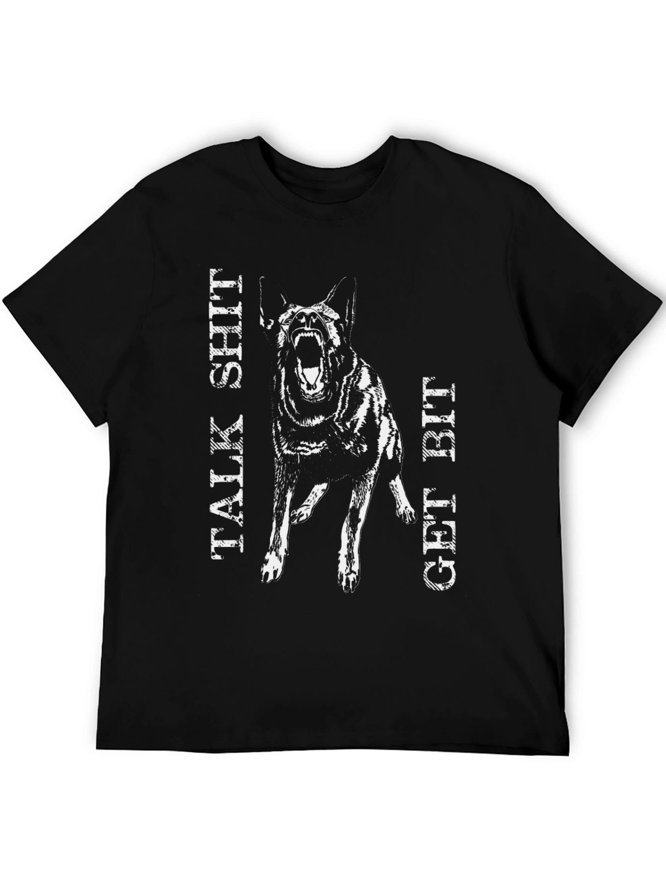 Black Talk Shit Get Bit Black Dog Graphic T-Shirt view 5