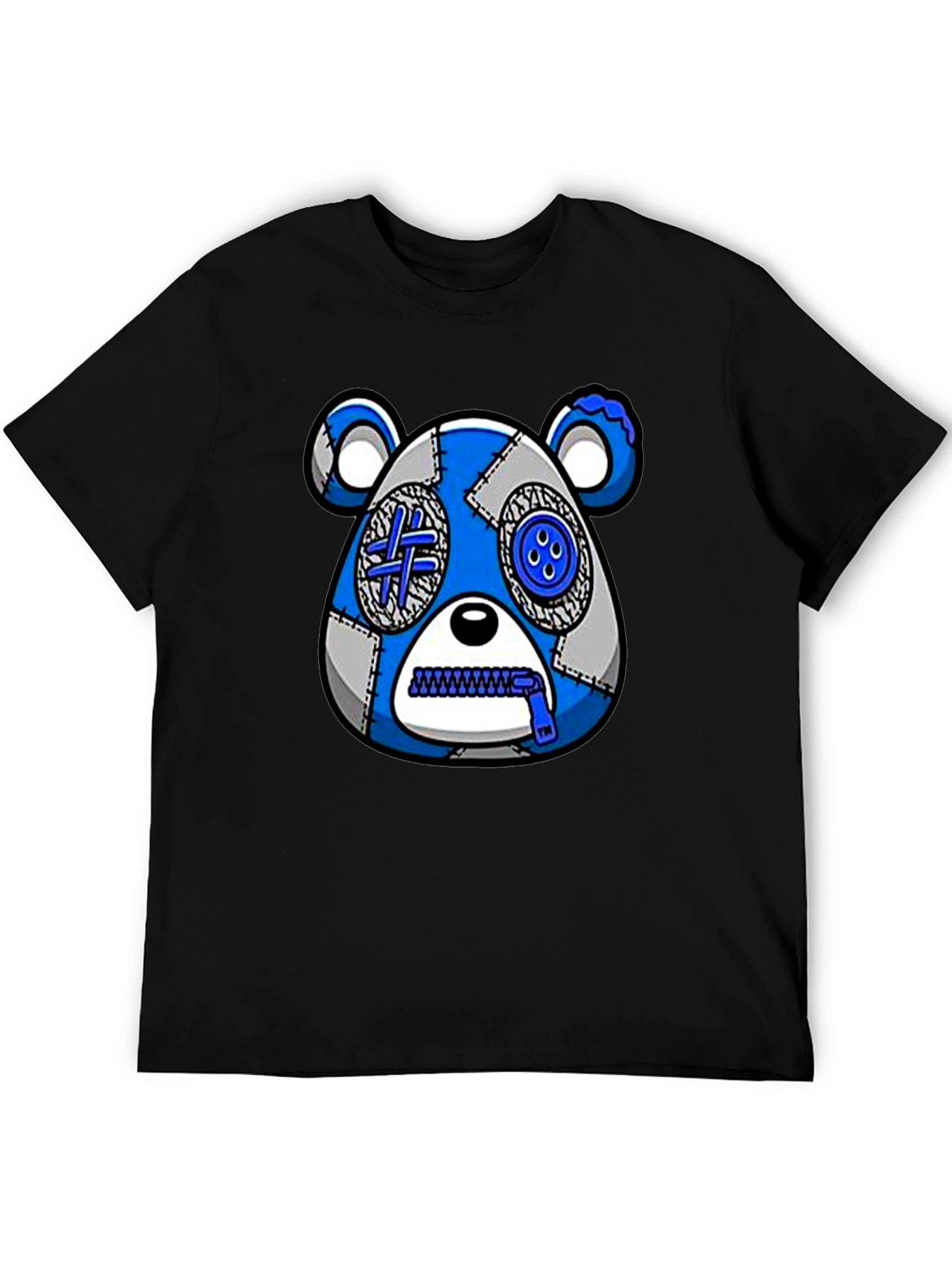 Black Unique Bear Graphic Print Crew Neck T-Shirt view 5