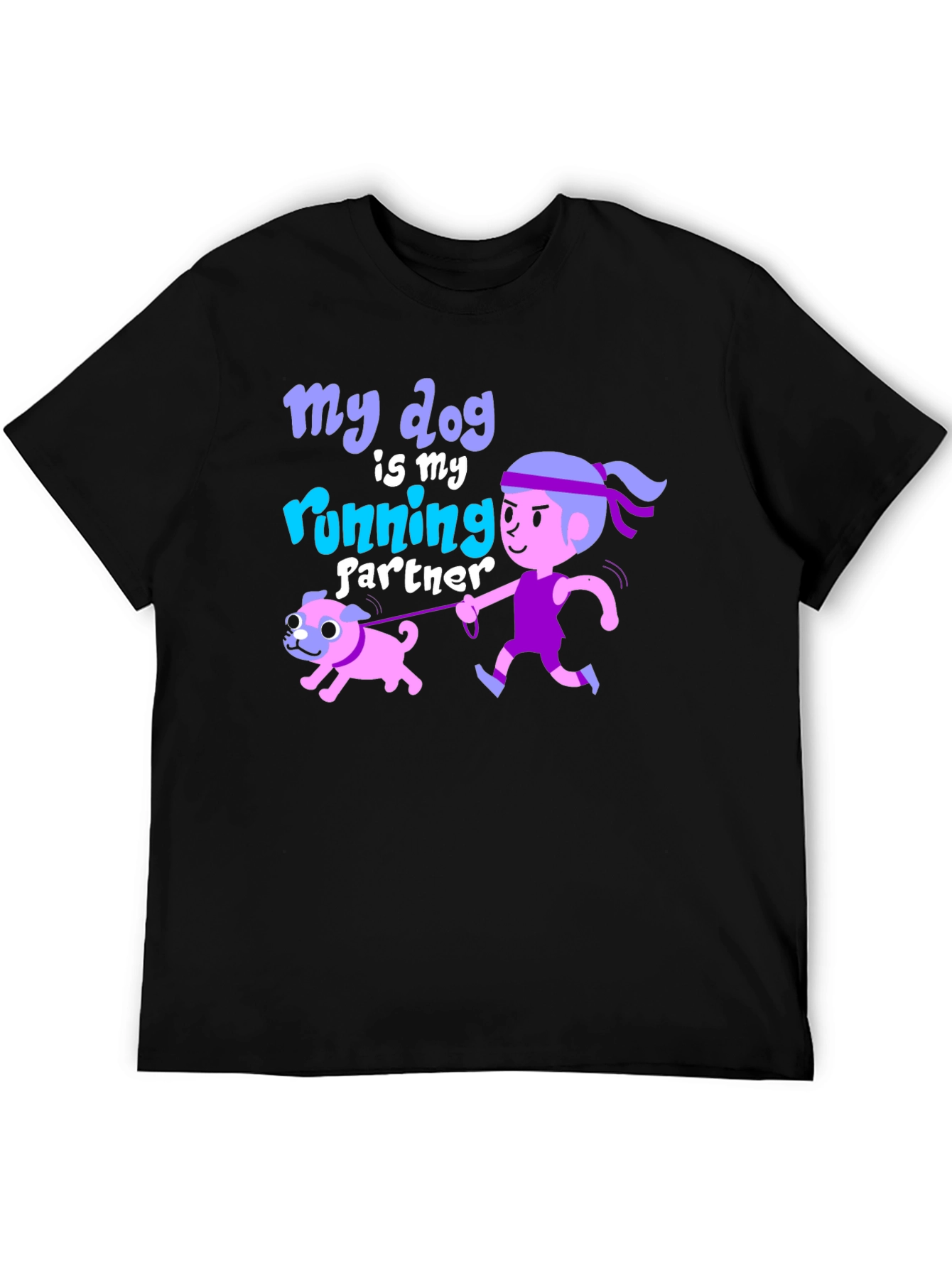 Black Dog Running Partner Graphic Tee - Fun Animal Lover Shirt view 5