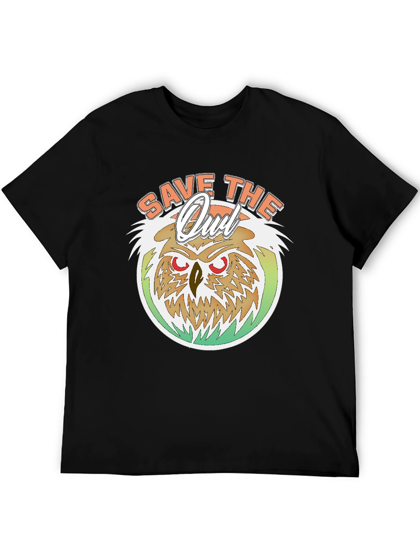 Black Save The Owl T-Shirt -  Eco-Friendly Graphic Tee view 5