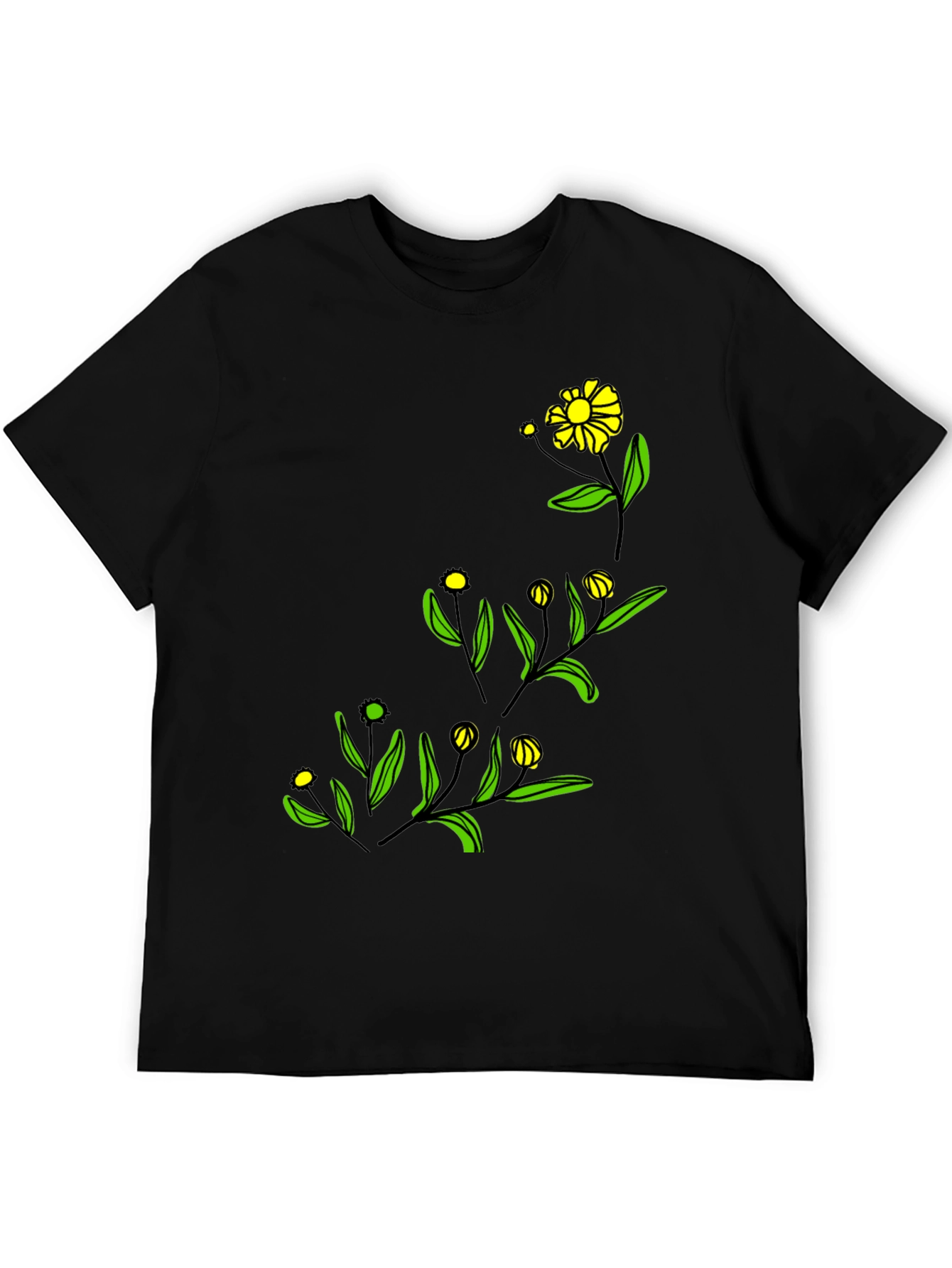 Black Black Floral Graphic Tee - Modern Botanical Design view 5