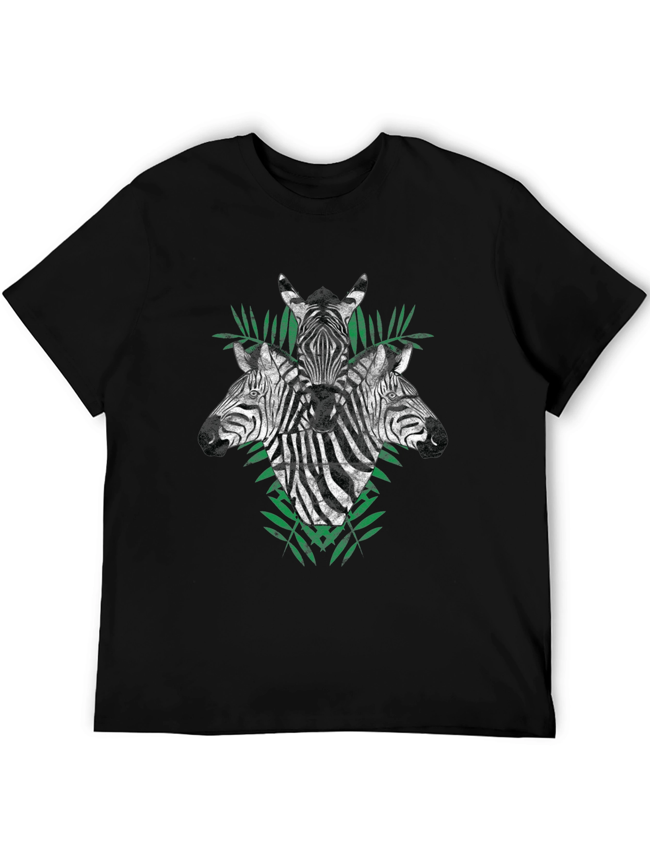 Zebra Head Graphic Print Black T-Shirt - 5
