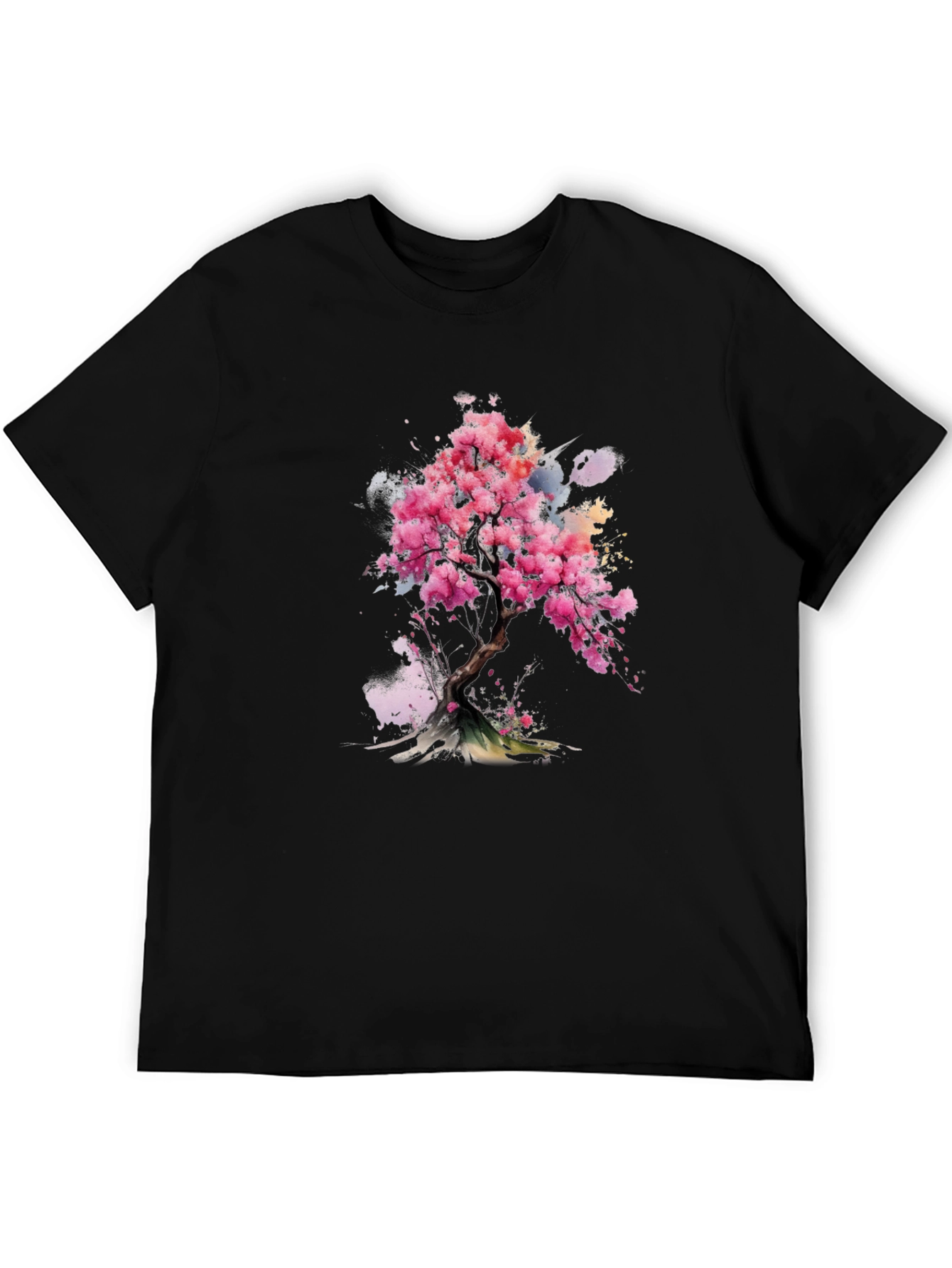 Black Sakura Blossom Tee - Artistic Floral Print view 5