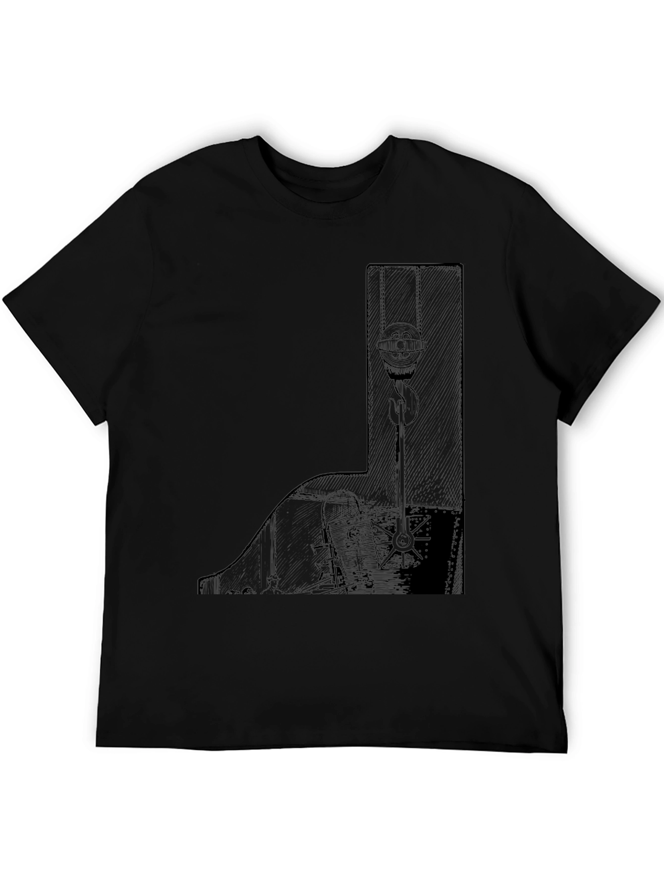Black Men's Black Graphic Tee - Crane Design view 5