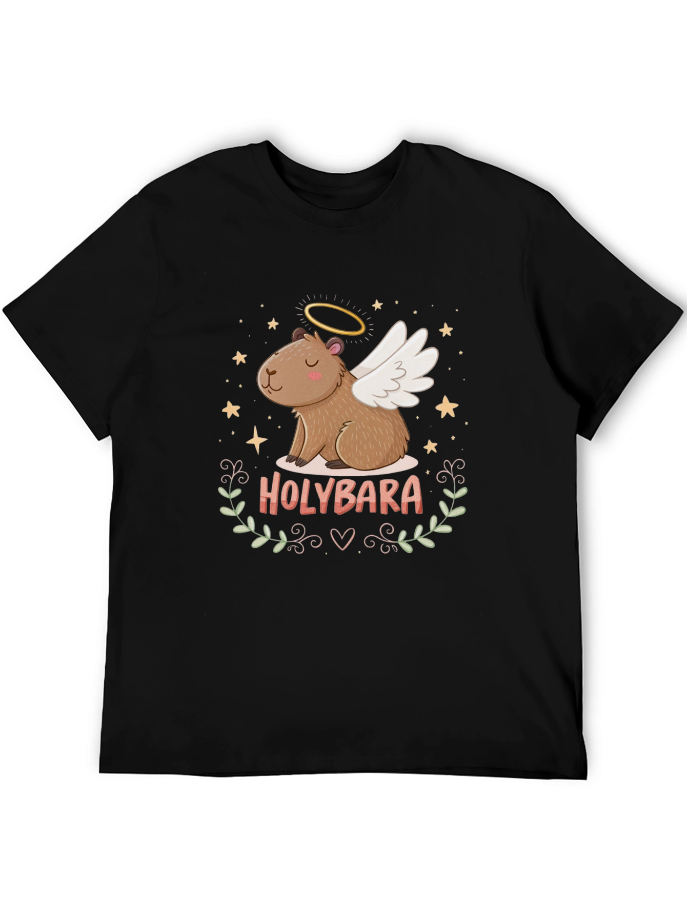 Black Holybara T-Shirt - Angel Capybara Tee view 5