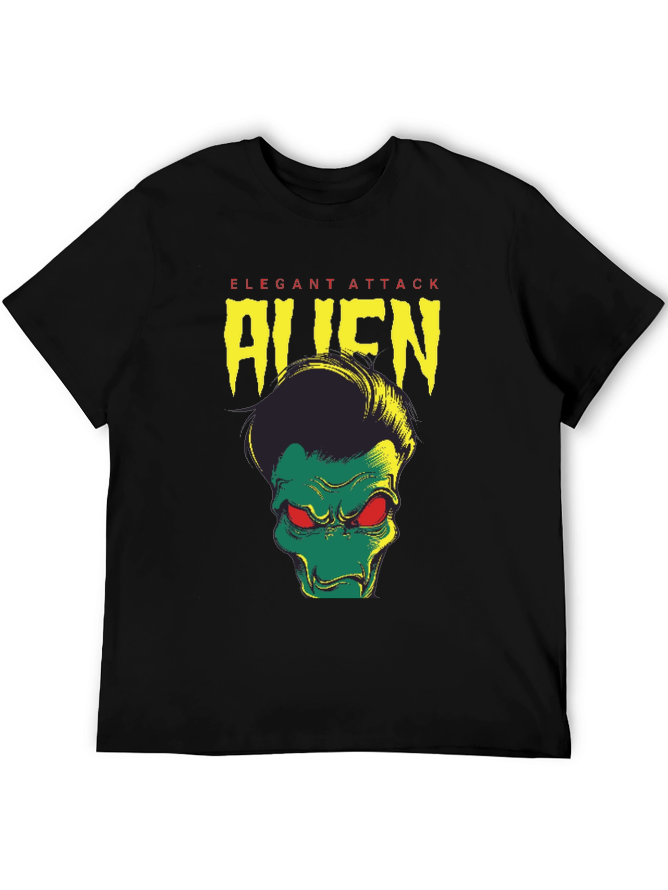 Black Elegant Attack Alien Graphic Tee - Black view 5
