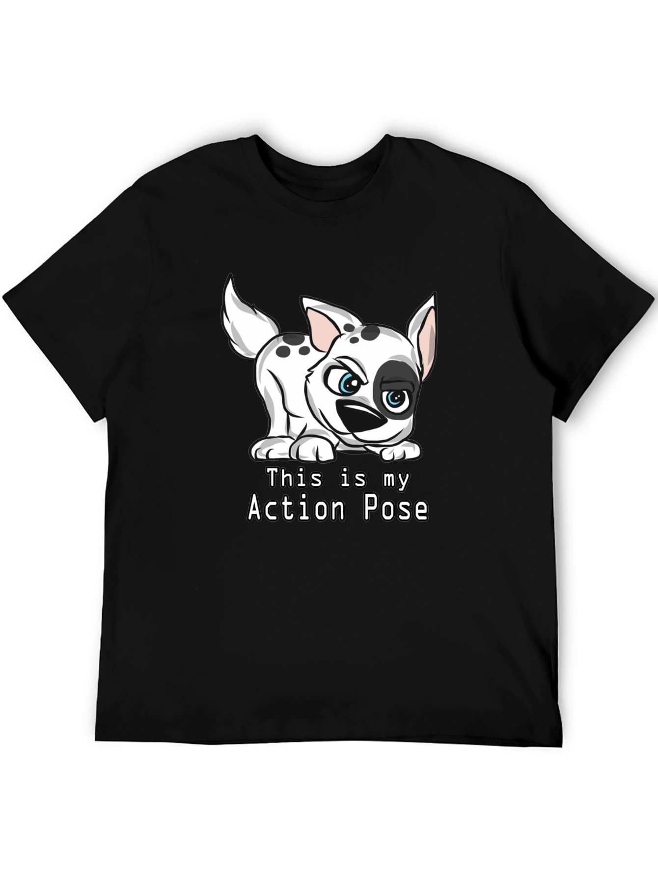 Black Dalmatian Action Pose Black T-Shirt view 5