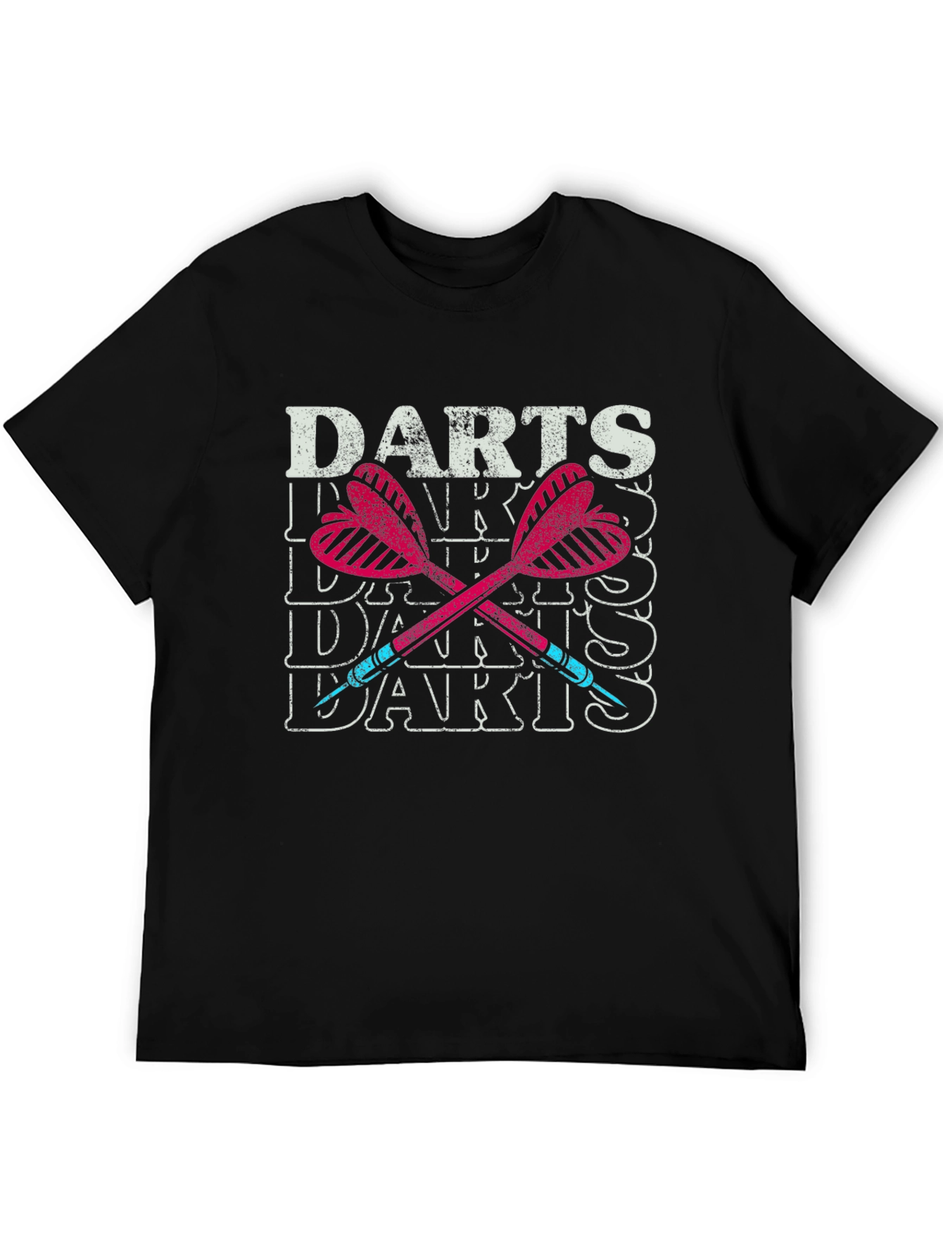 Black Darts Graphic Tee - Vintage Style Dart Player T-Shirt view 5