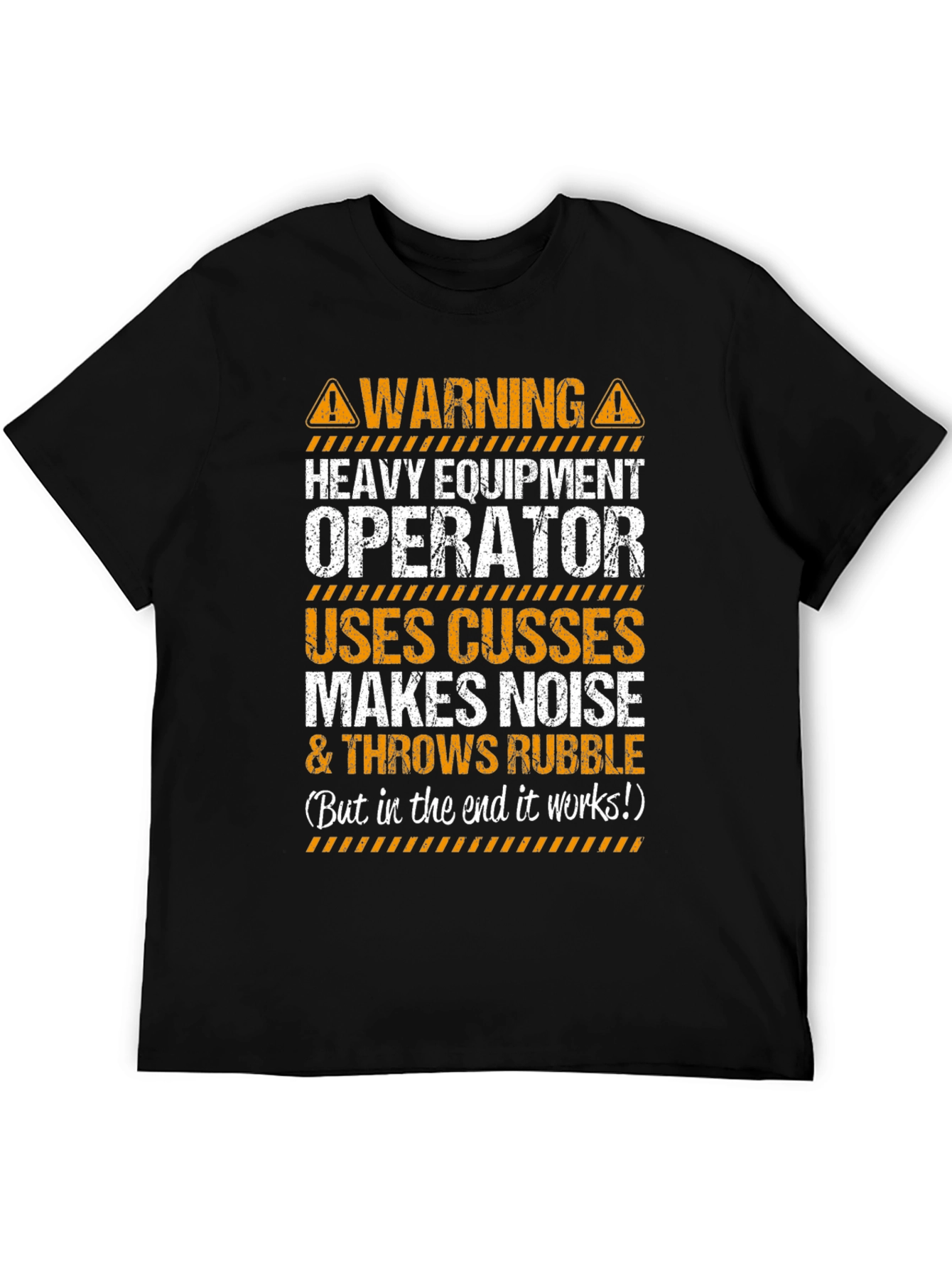 Black Warning Heavy Equipment Operator T-Shirt view 5