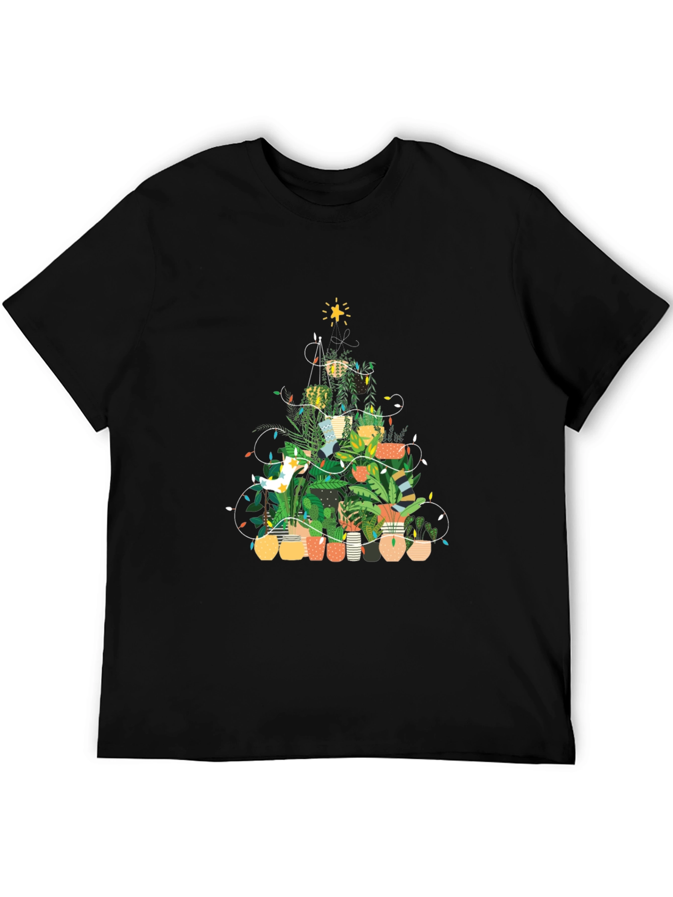 Black Plant Christmas Tree Graphic Tee view 5
