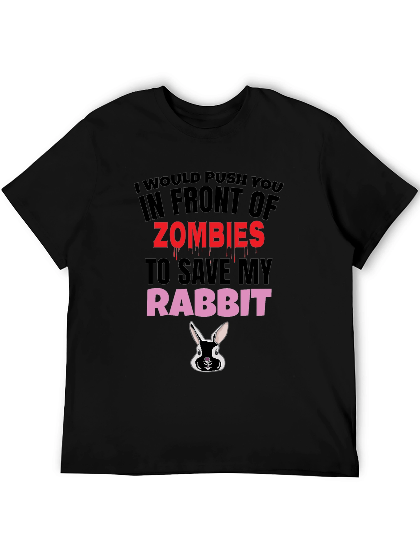 Black Zombie Rabbit Humor T-Shirt view 5