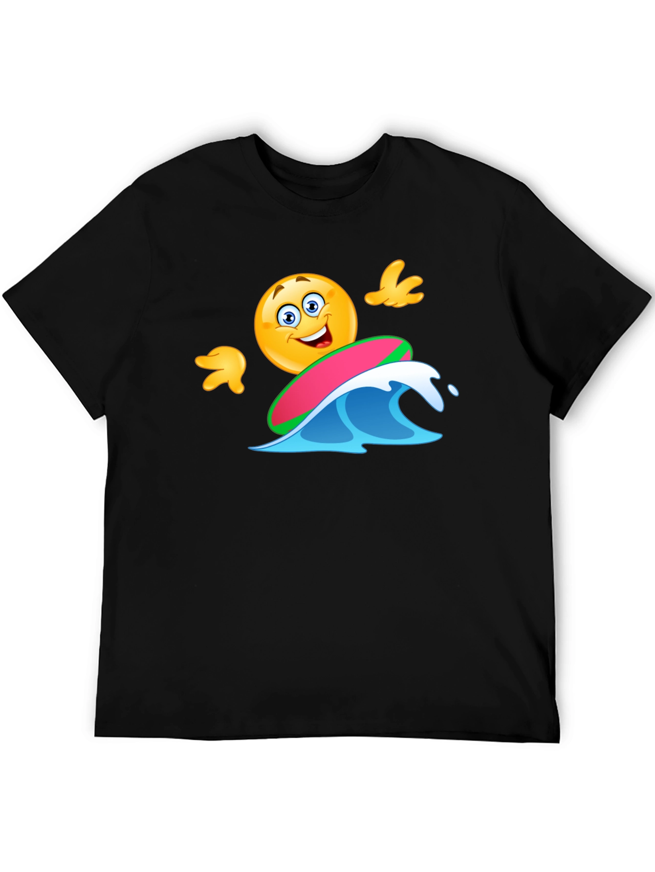 Black Surfing Emoji T-Shirt - Fun Graphic Tee view 5