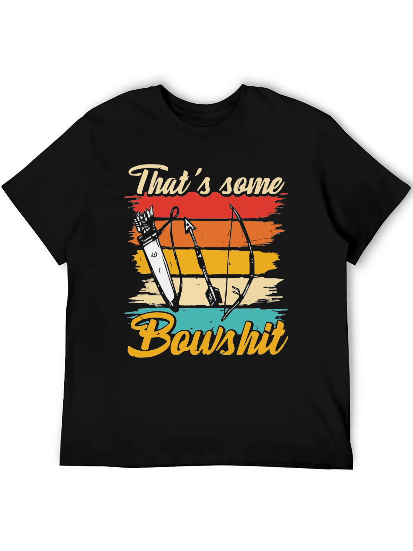 Black That's Some Bowshit T-Shirt Archery Arrow Retro Design view 5