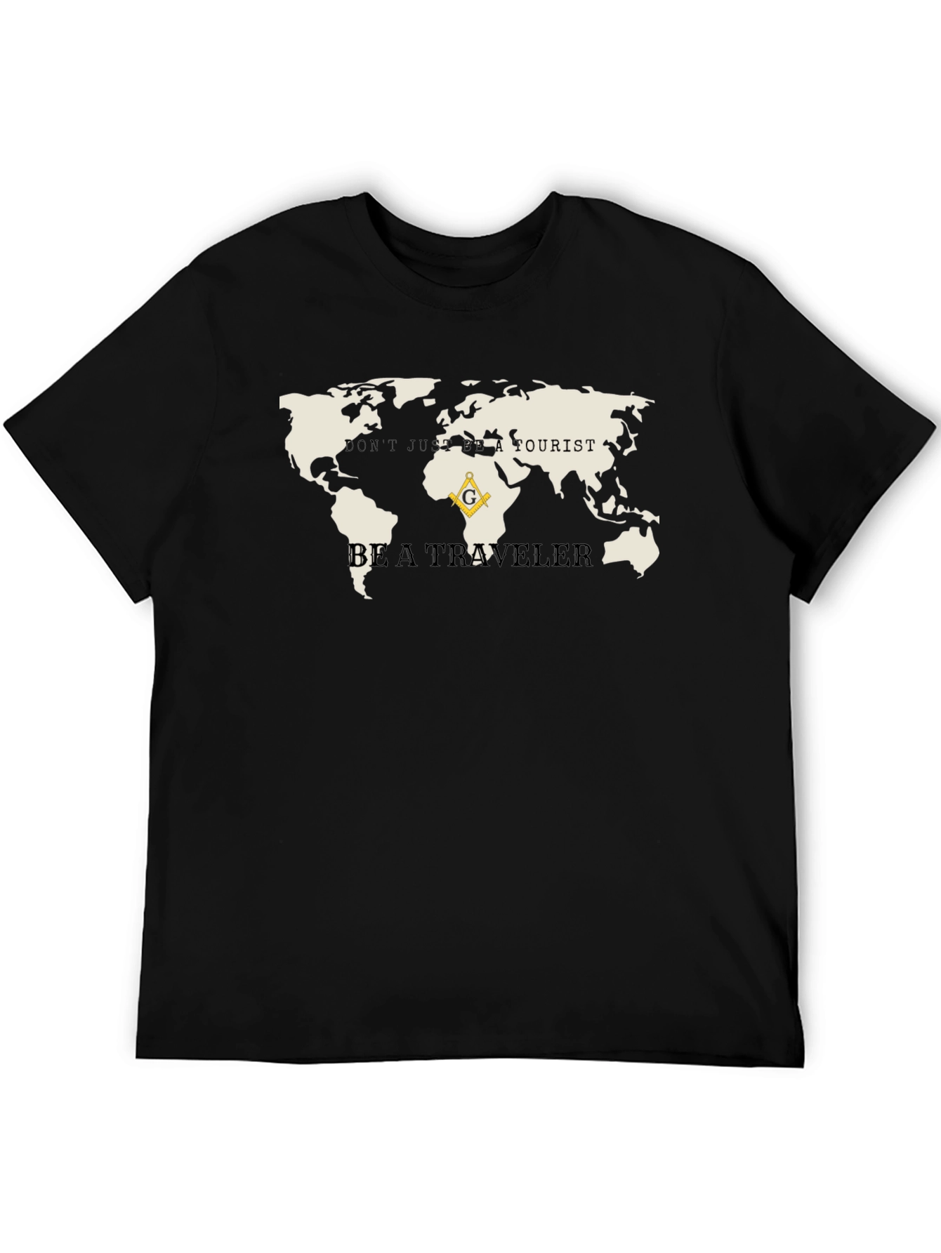 Black Traveler's World Map Graphic Tee view 5