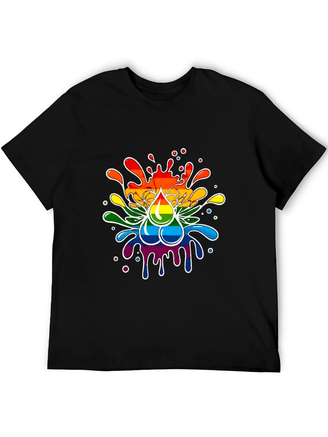 Black Rainbow Splash T-Shirt - Pride Inspired Design view 5