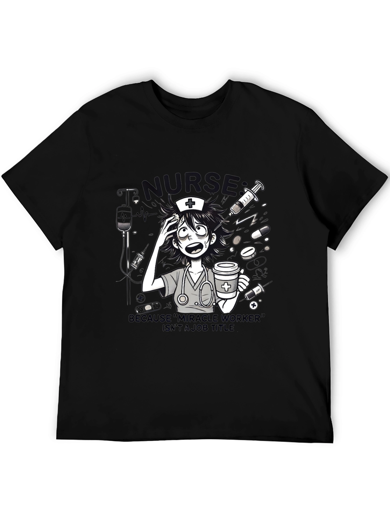 Black Nurse Graphic Tee - Because "Miracle Worker" view 5