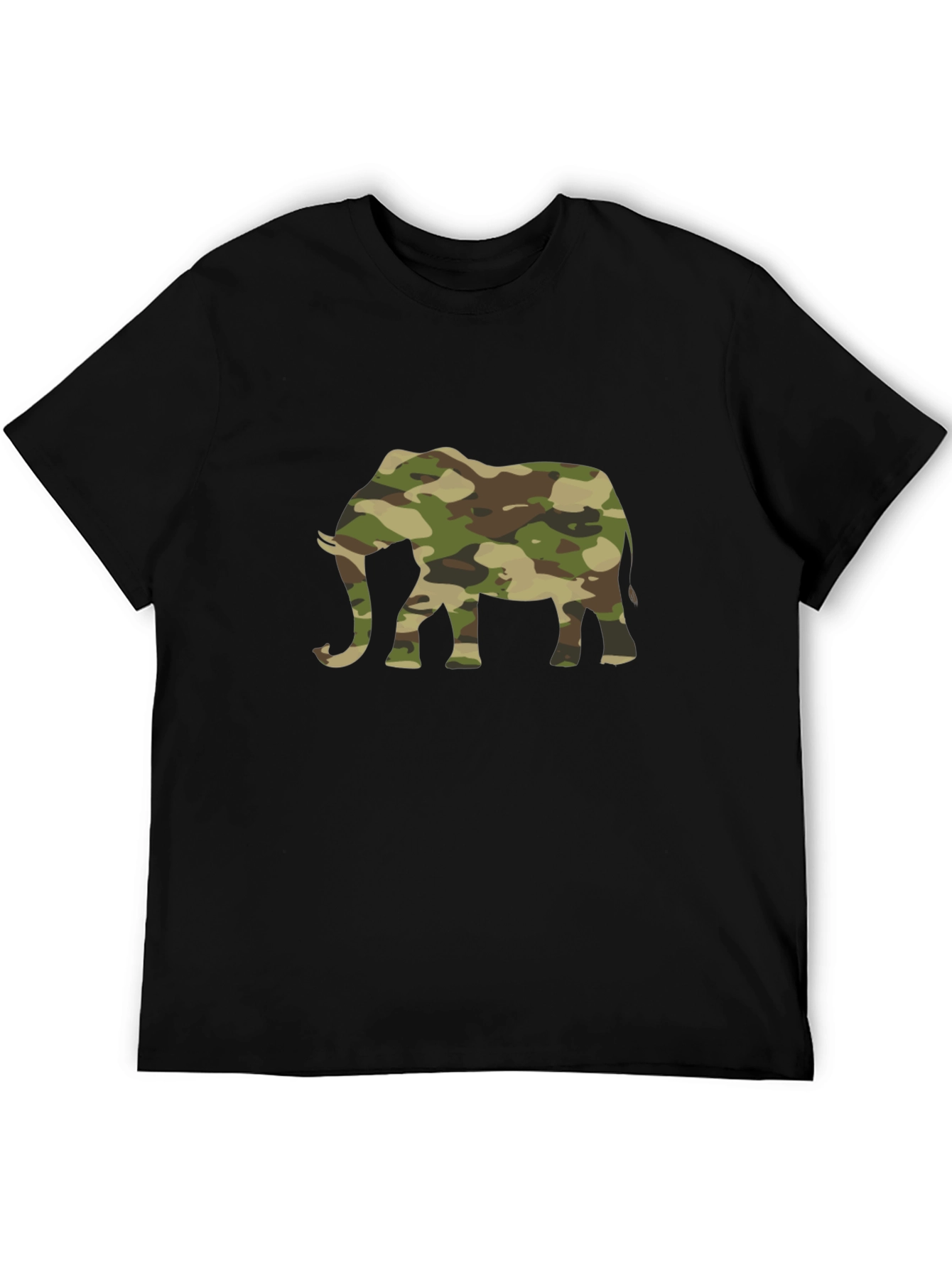 Black Camo Elephant Graphic Tee - Trendy Casual Style view 5