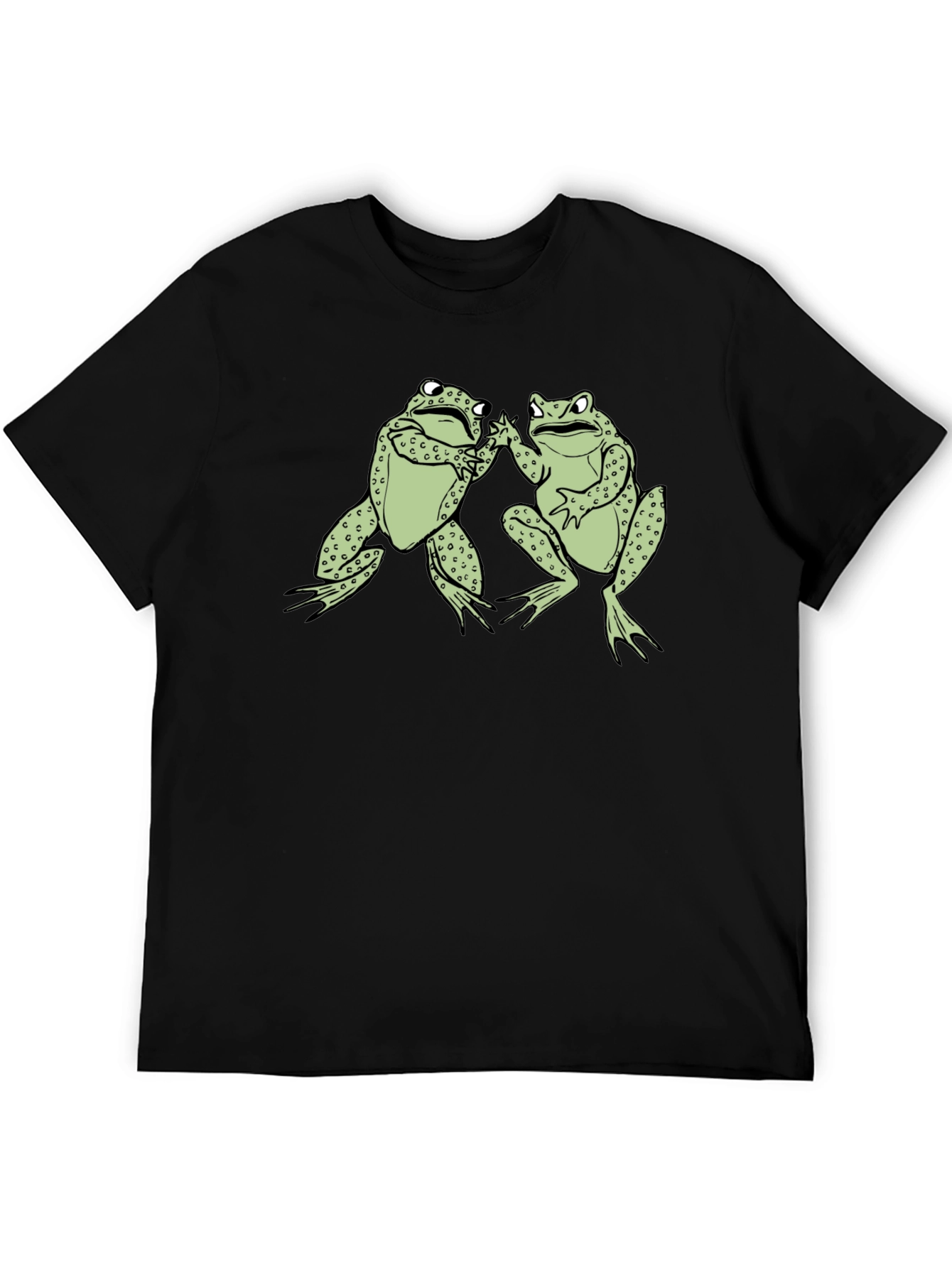 Black Funny Frog High Five Graphic Black T-Shirt view 5