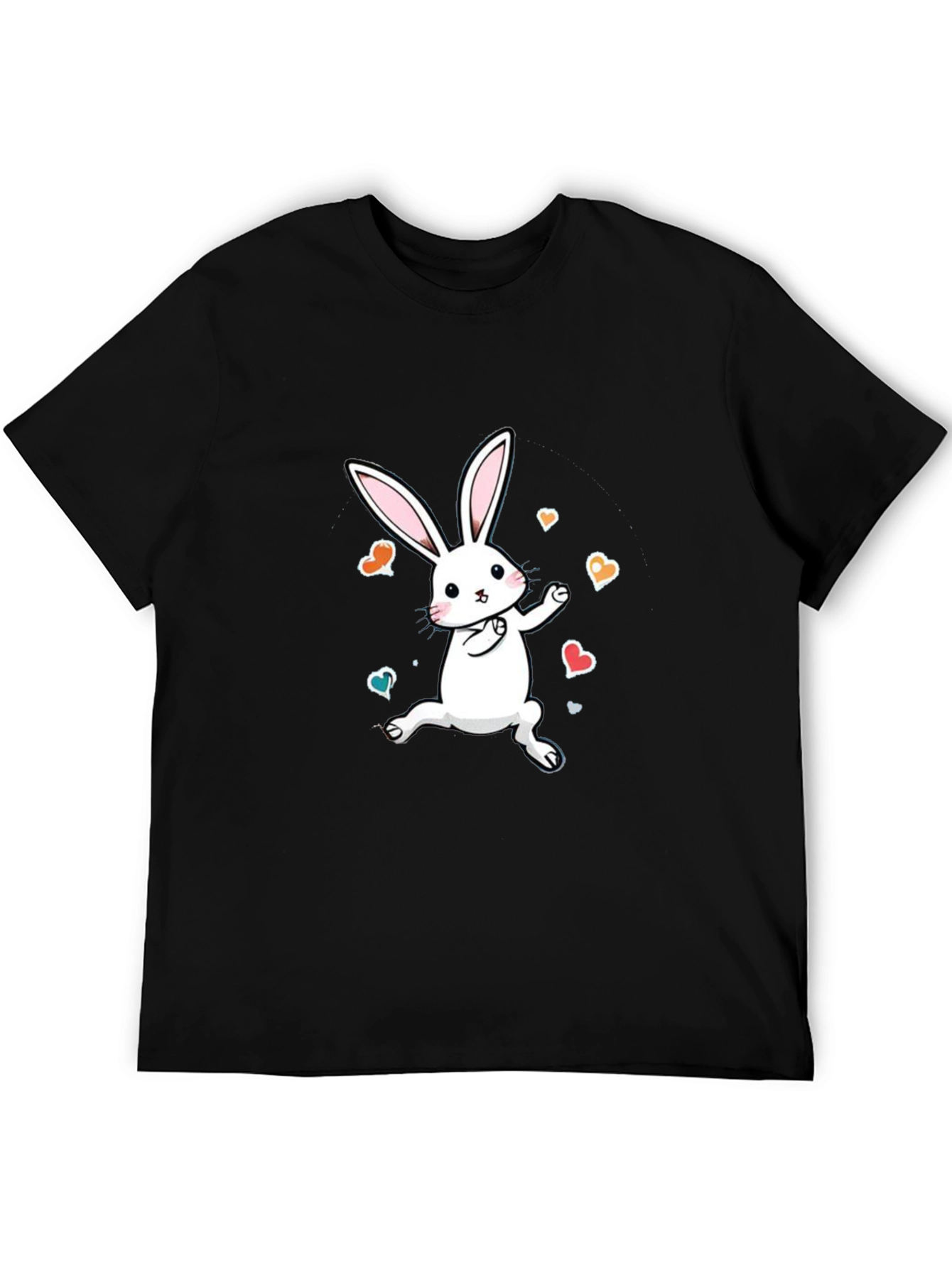 Black Cute Bunny Graphic Tee - Soft Cotton Comfort view 5