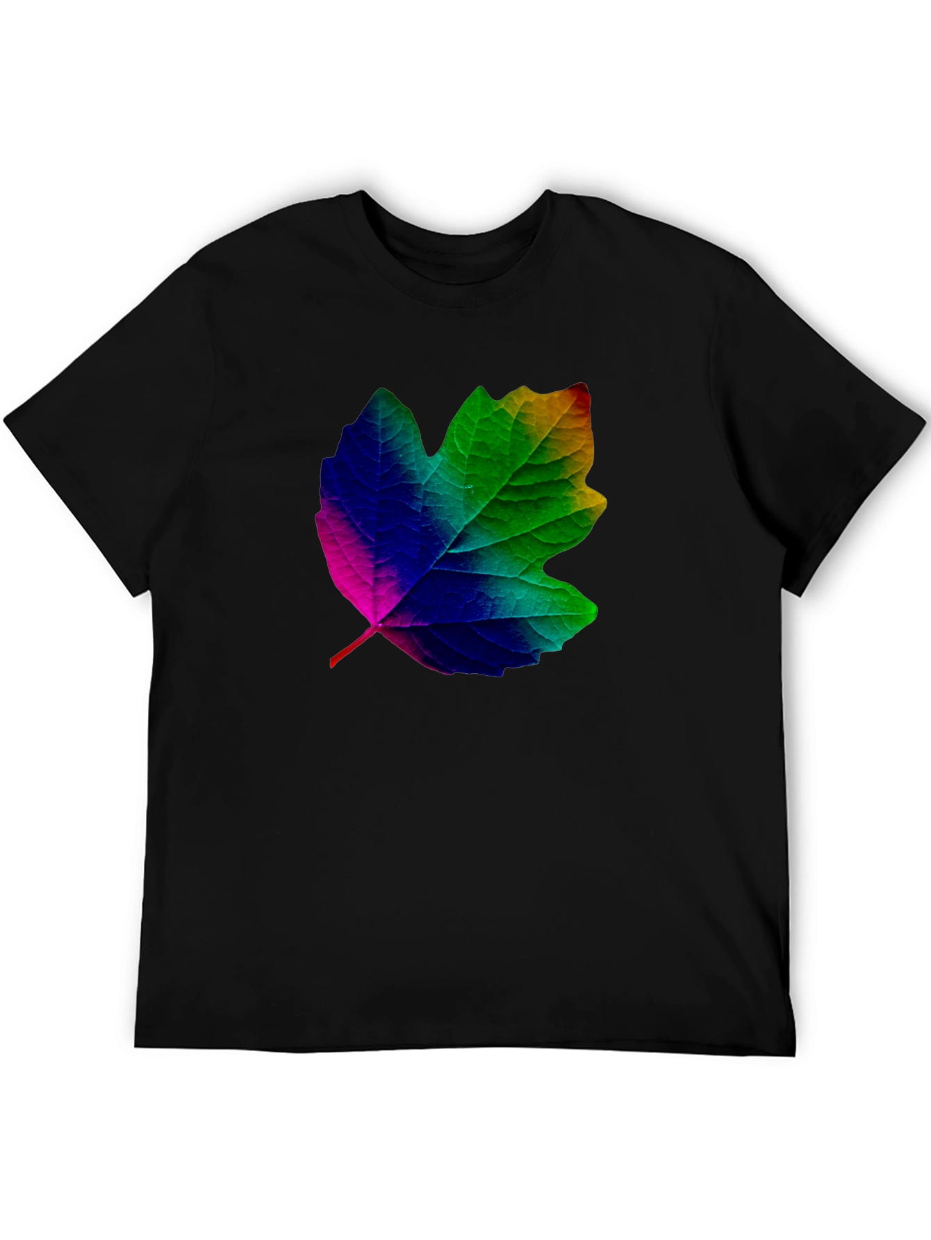 Black Rainbow Leaf Graphic T-Shirt - Unique Design view 5