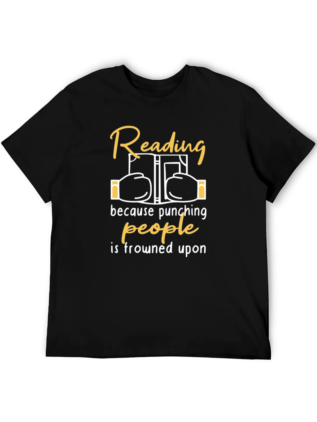 Black Reading Over Punching T-Shirt - Funny Book Lover Tee view 5