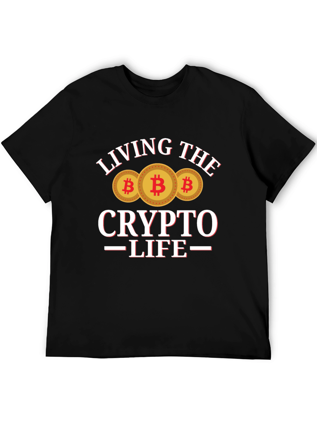 Black Living the Crypto Life T-Shirt Bitcoin Design view 5