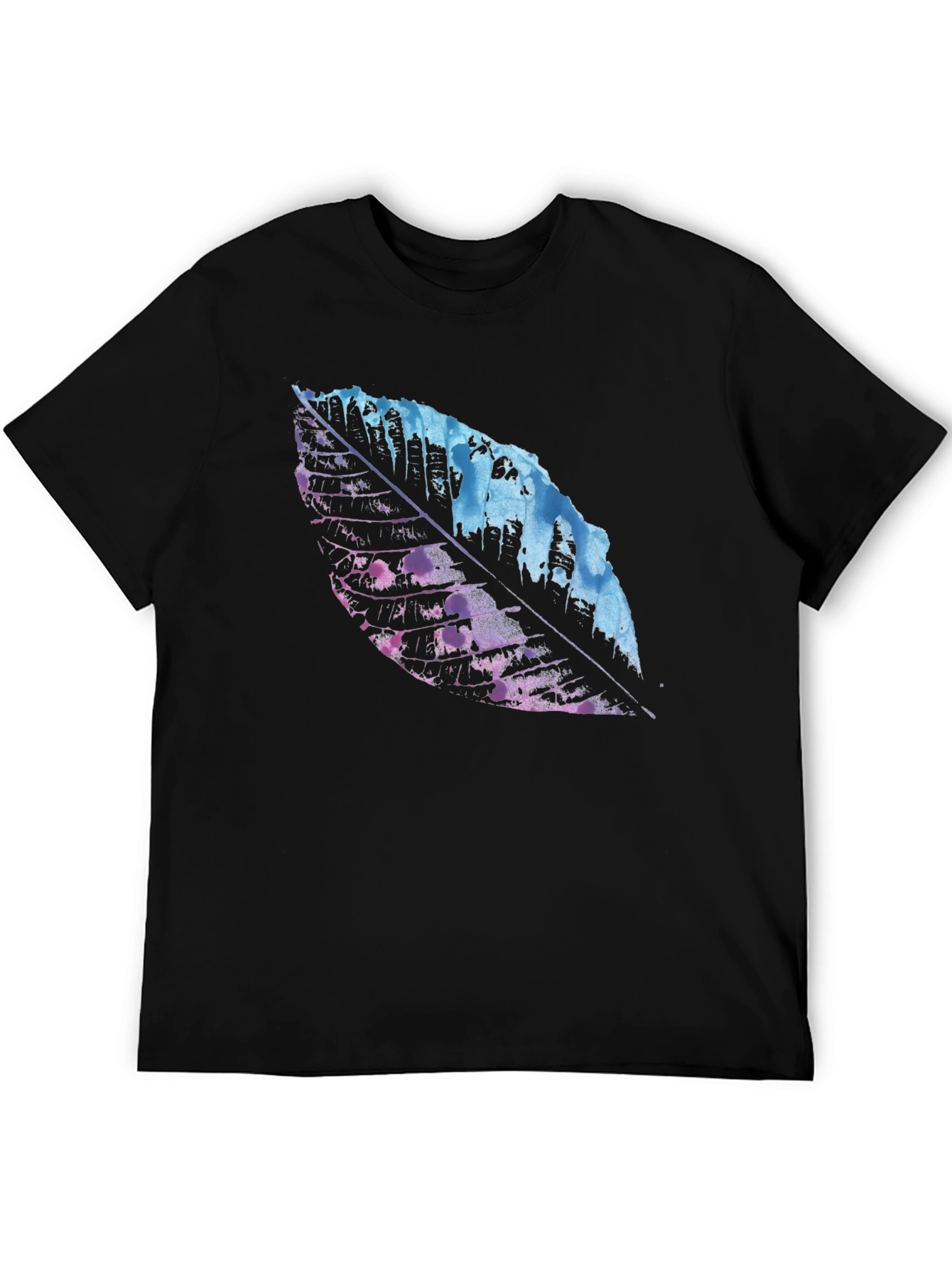 Black Abstract Leaf Graphic Black T-Shirt view 5