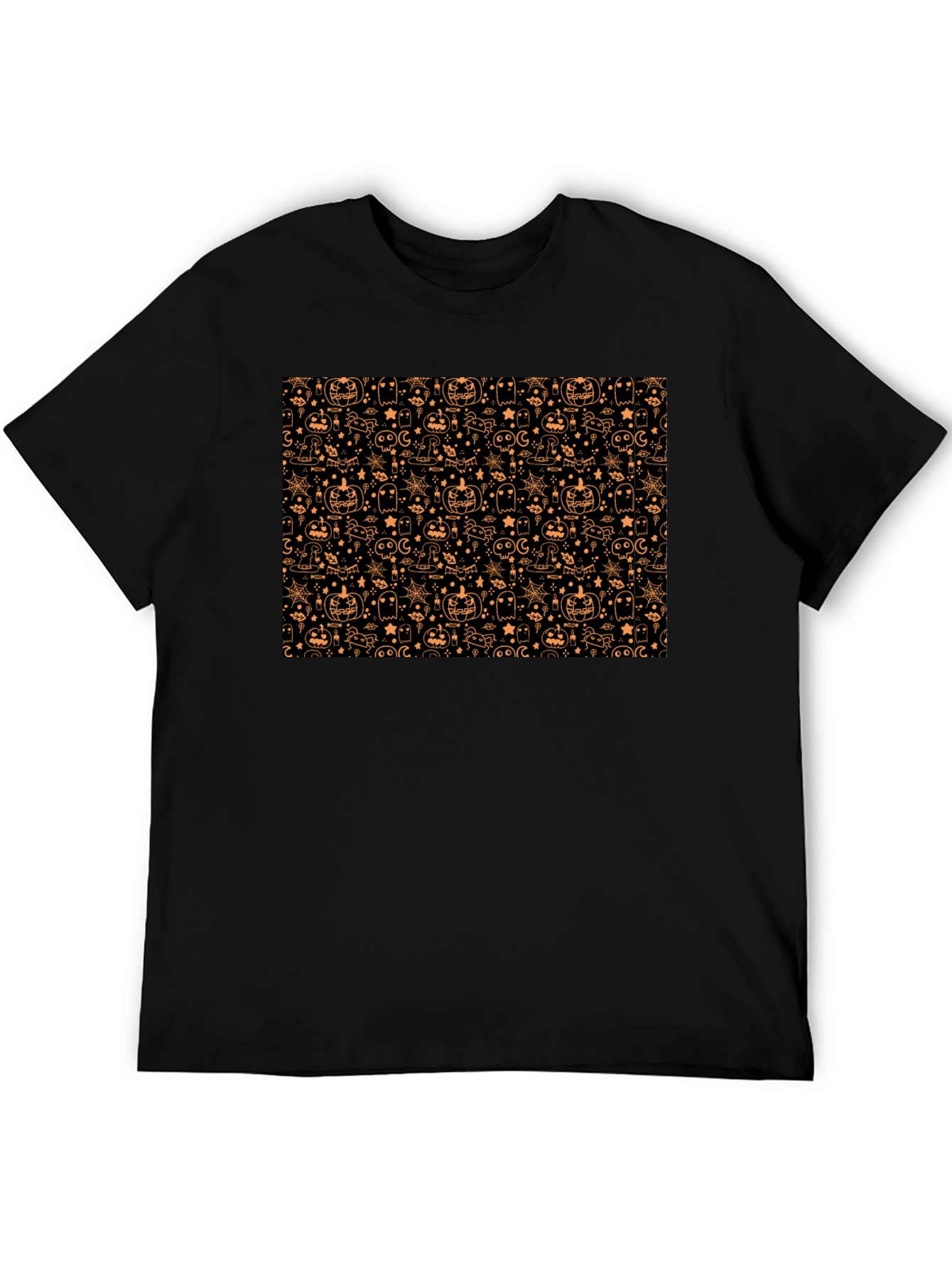 Black Halloween Pattern T-Shirt - Spooky Season Style view 5