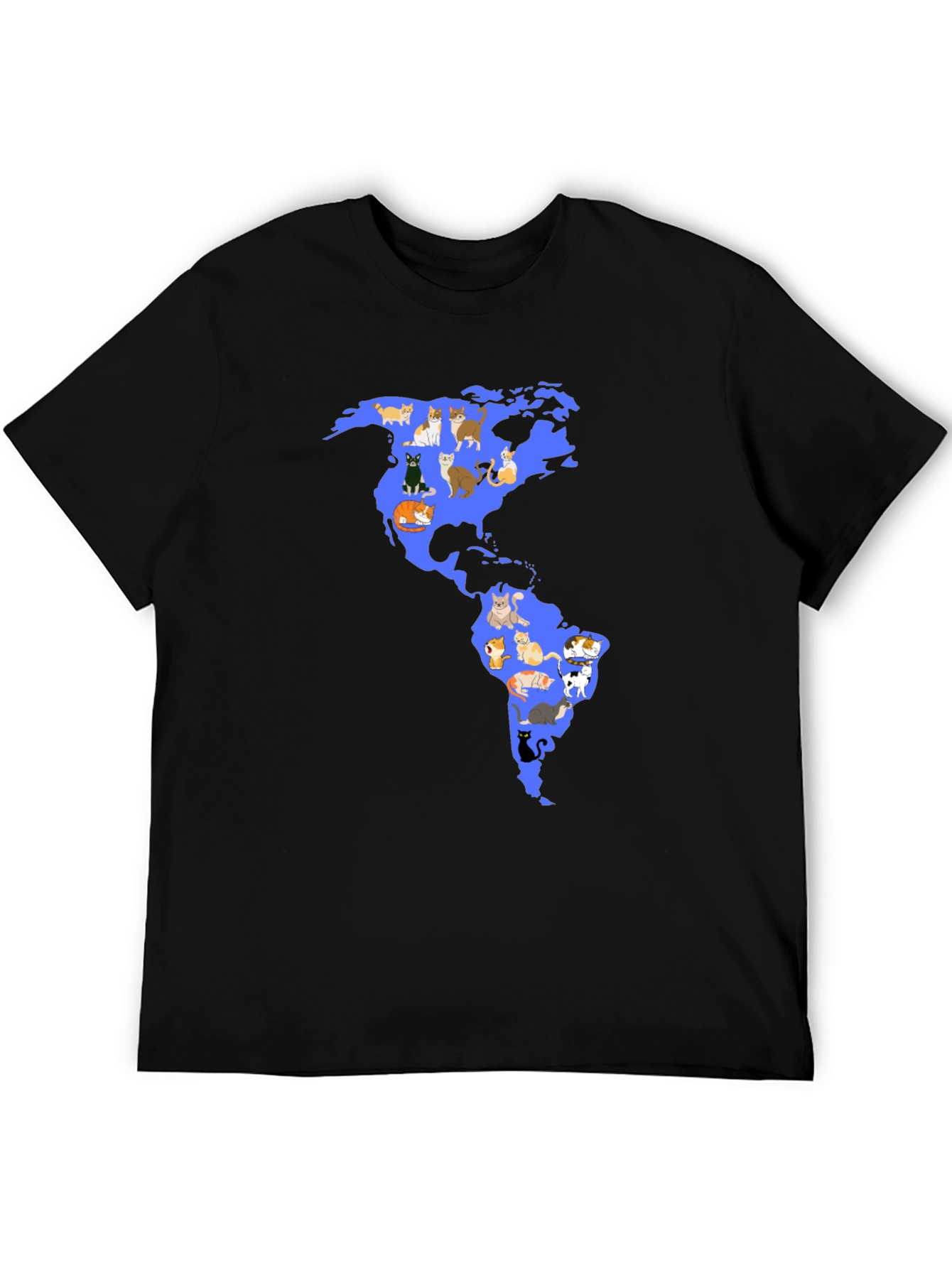Black Cat Map Graphic T-Shirt - Black view 5