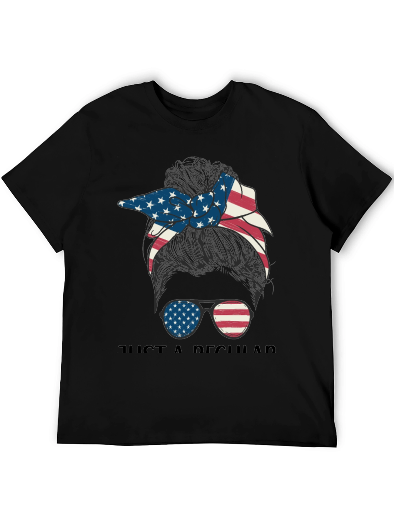 Black Patriotic Messy Bun T-Shirt view 5