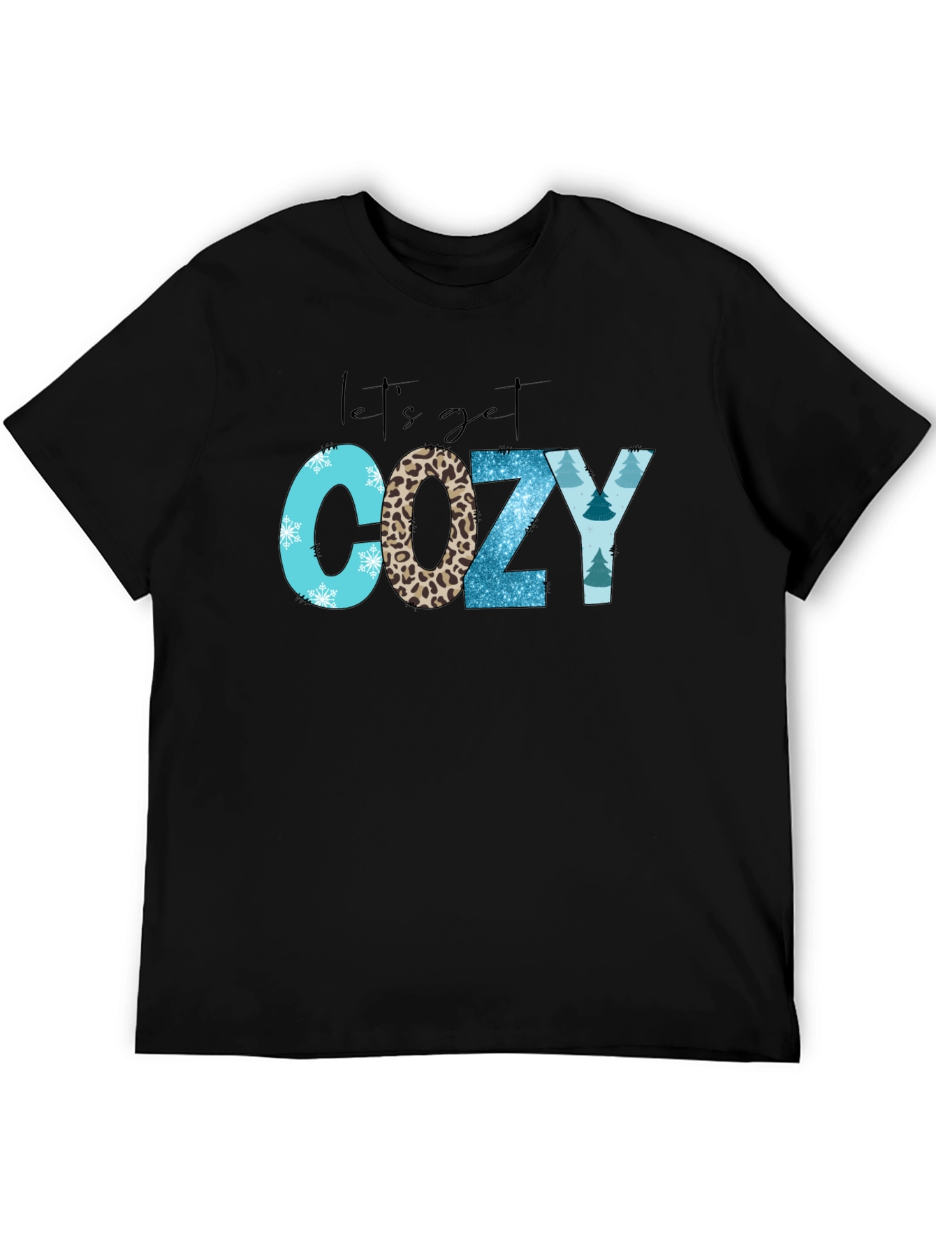 Black Let's Get Cozy T-Shirt view 5