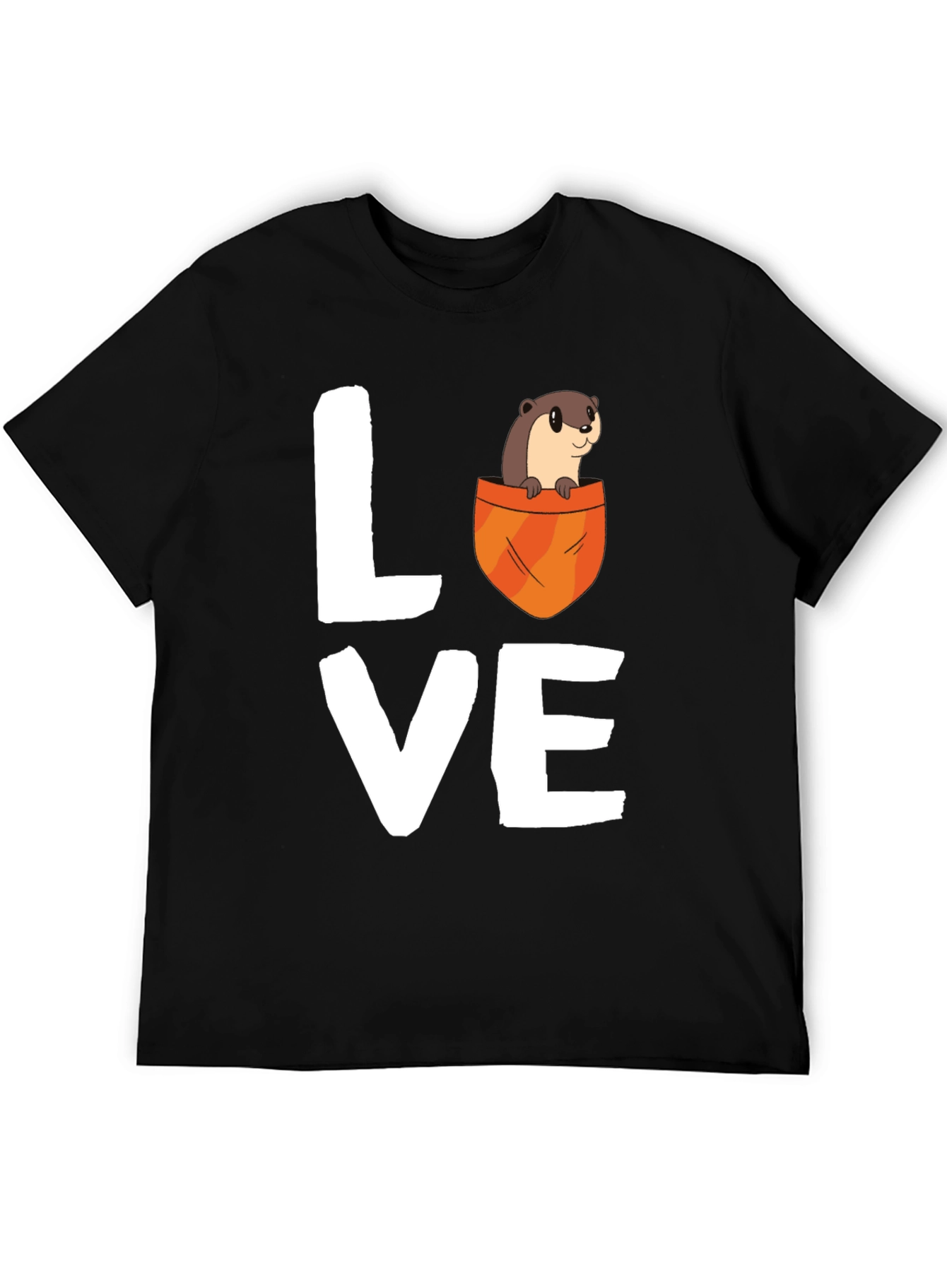 Black Otter Love Graphic T-Shirt - Unisex Cotton Tee view 5