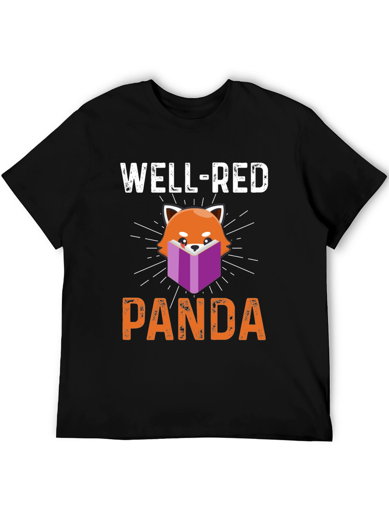 Black Well-Red Panda T-Shirt - Book Lover Tee view 5