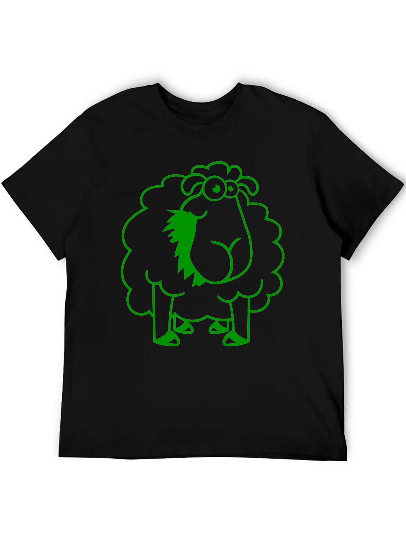 Black Funny Sheep Graphic Tee - Black Cotton T-Shirt view 5