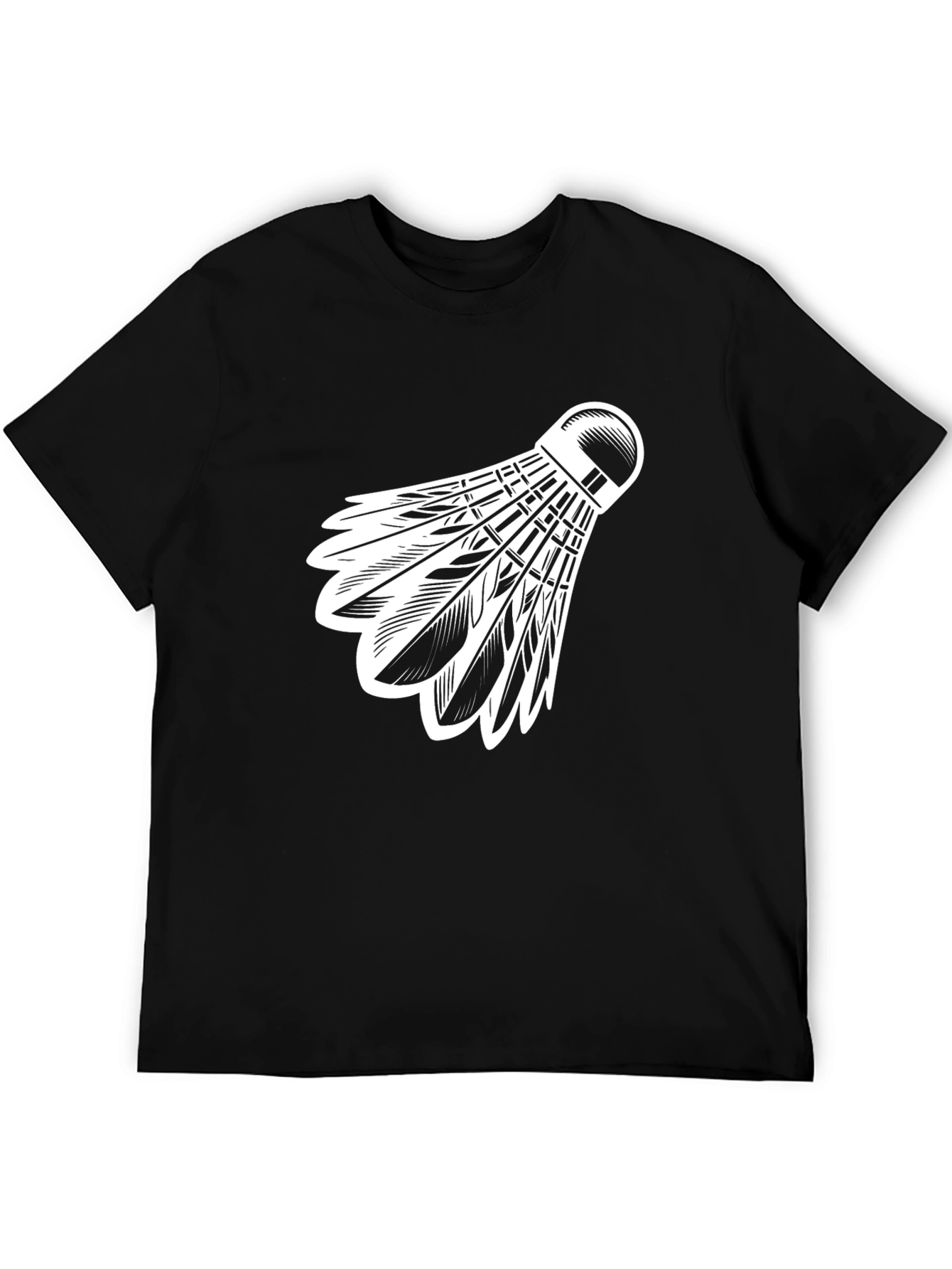 Black Badminton Shuttlecock Graphic Tee view 5