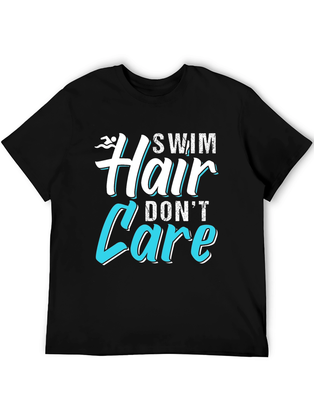 Black Swim Hair Don't Care T-Shirt view 5