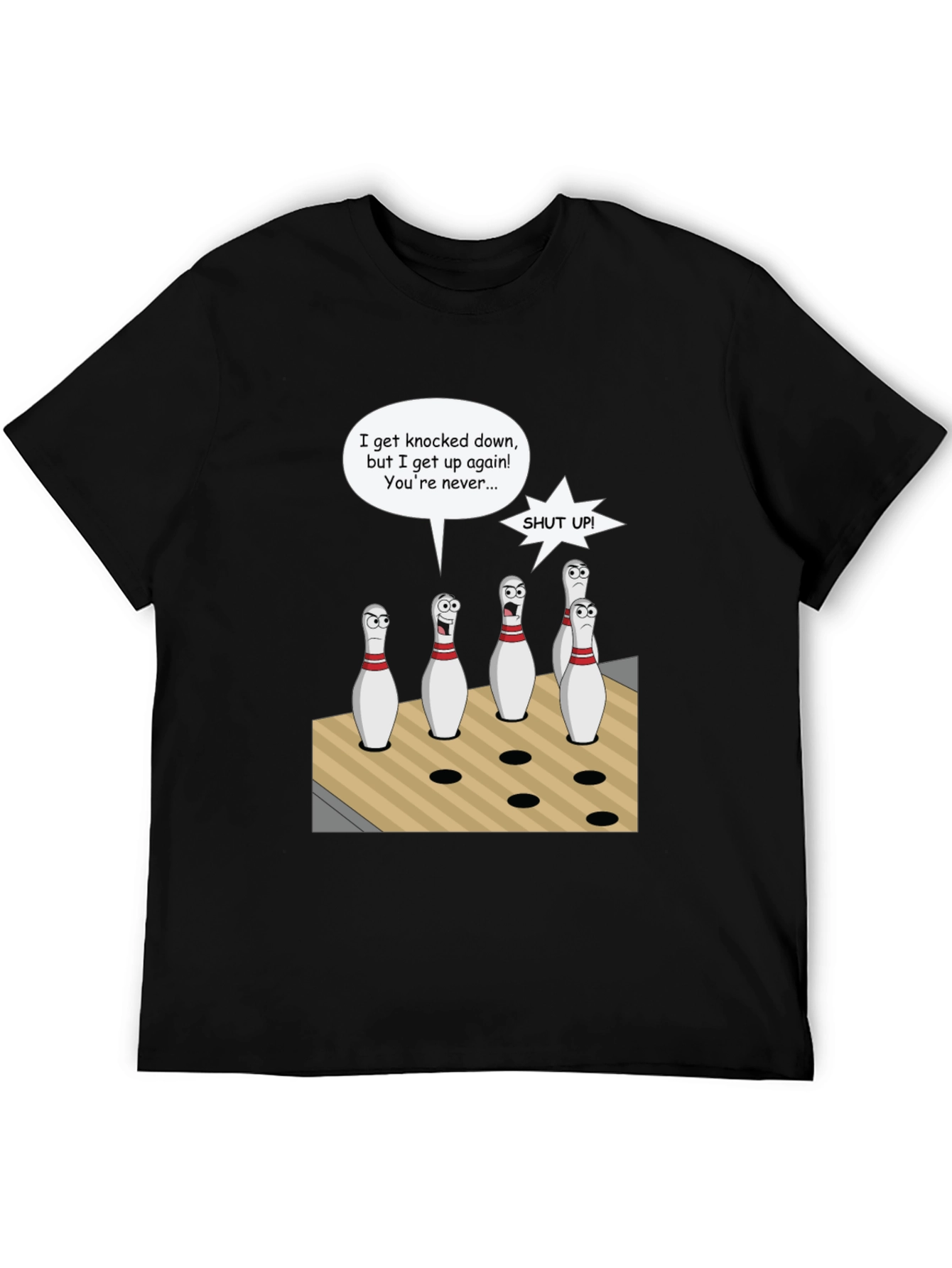 Black Bowling Pin Cartoon T-Shirt view 5
