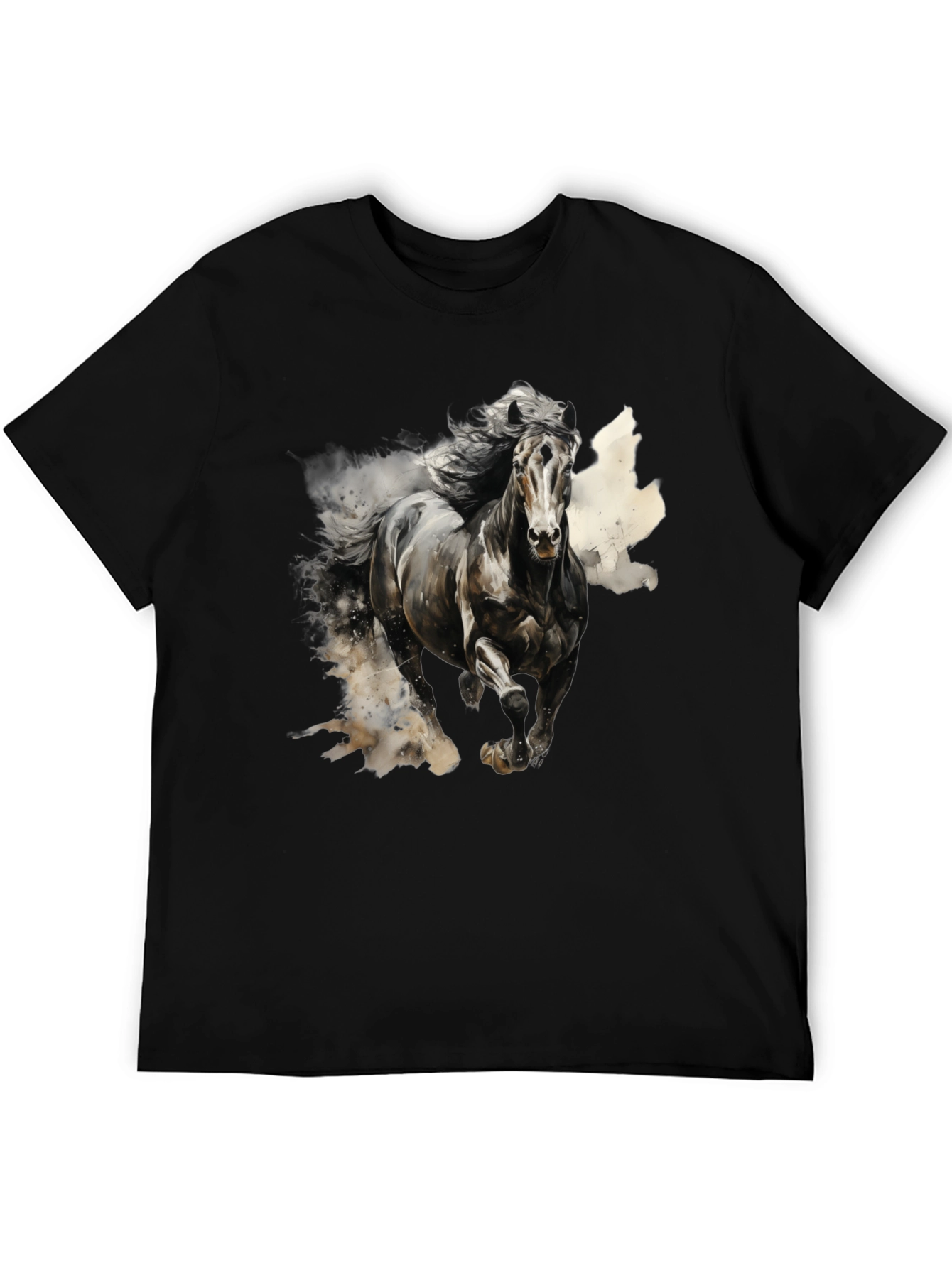 Black Majestic Horse Graphic Tee - Black Cotton Blend view 5