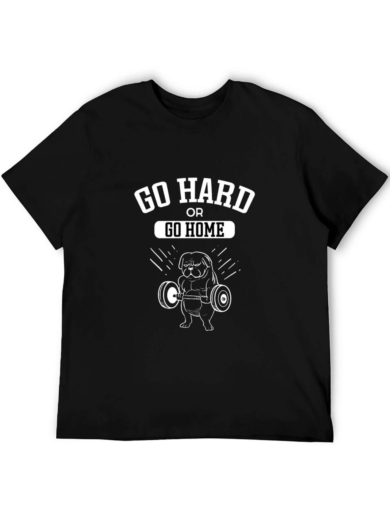 Black Go Hard or Go Home Gym Pug T-Shirt view 5