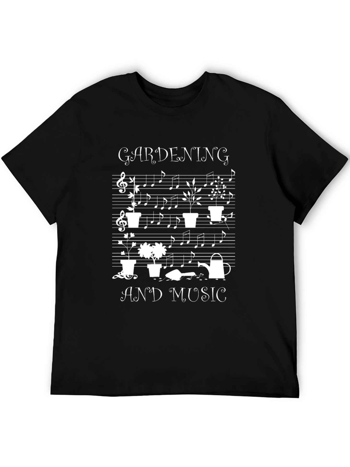 Black Gardening and Music T-Shirt view 5