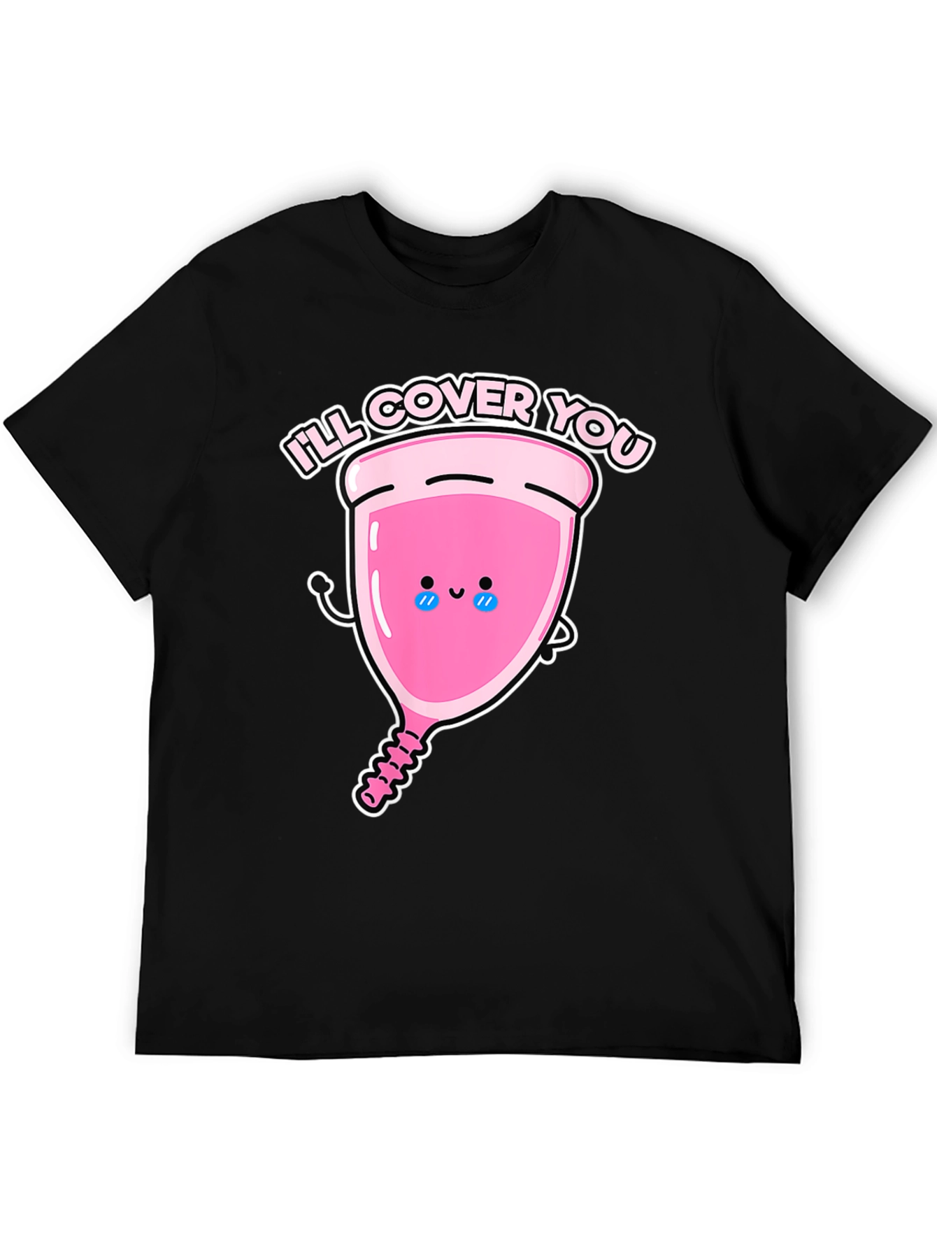 Black Men's 'I'll Cover You' Menstrual Cup Graphic Tee view 5